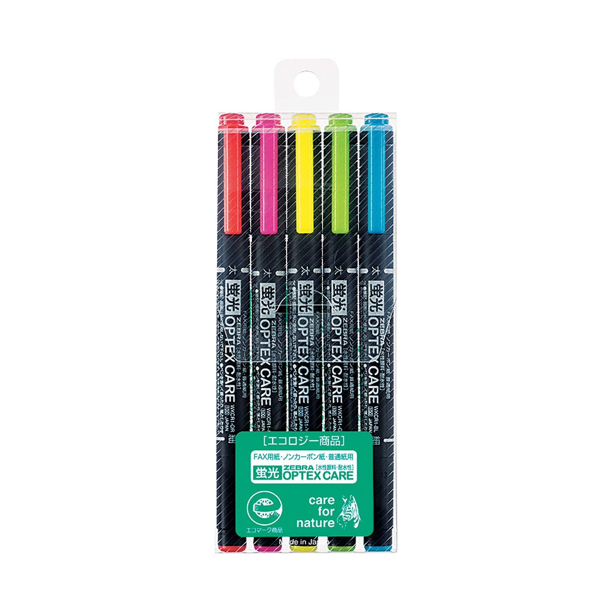 Optex Care Highlighter Sets - 6 Vibrant Colors for Study & Office Use | Zebra Design | Perfect for Note Taking, Book Marking & School Supplies