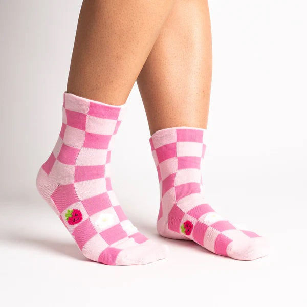 Berry Cute Turn Cuff Crew Socks by Sock It To Me - Fun & Comfortable Women's Novelty Socks for Everyday Wear, Gifts, and Fashion Outfits