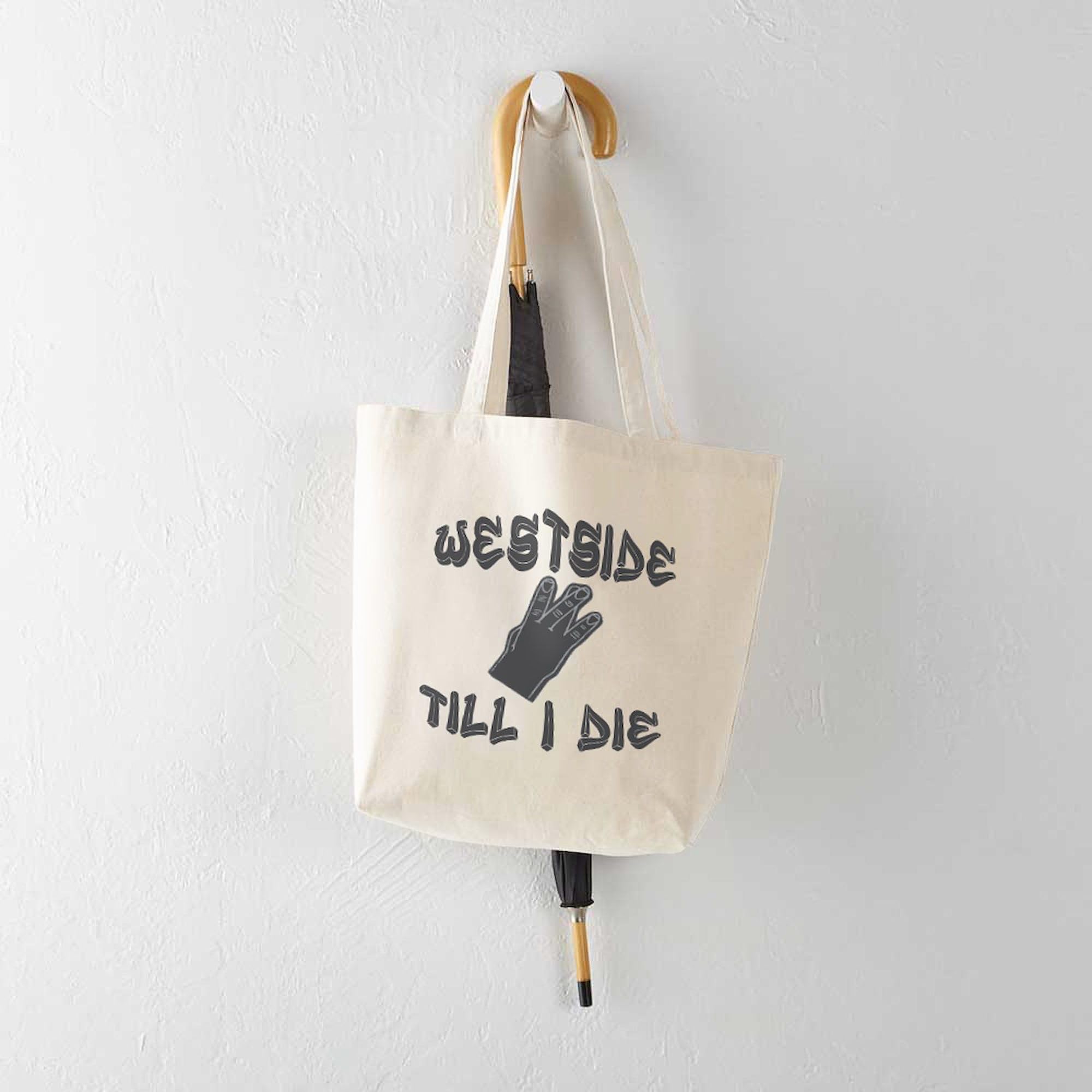 CafePress West Side Natural Canvas Tote Bag - Eco-Friendly Reusable Shopping Bag for Groceries, Beach & Daily Use