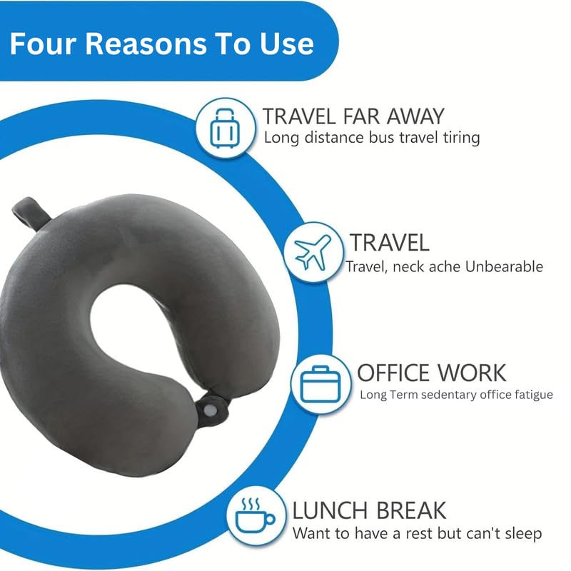 BLISSCLOUD Memory Foam Neck Pillow for Travel - Ergonomic Support for Neck & Head - Perfect for Airplane, Car, Office & Home Use - Ultra Soft & Comfortable Travel Pillow for Long Flights & Road Trips