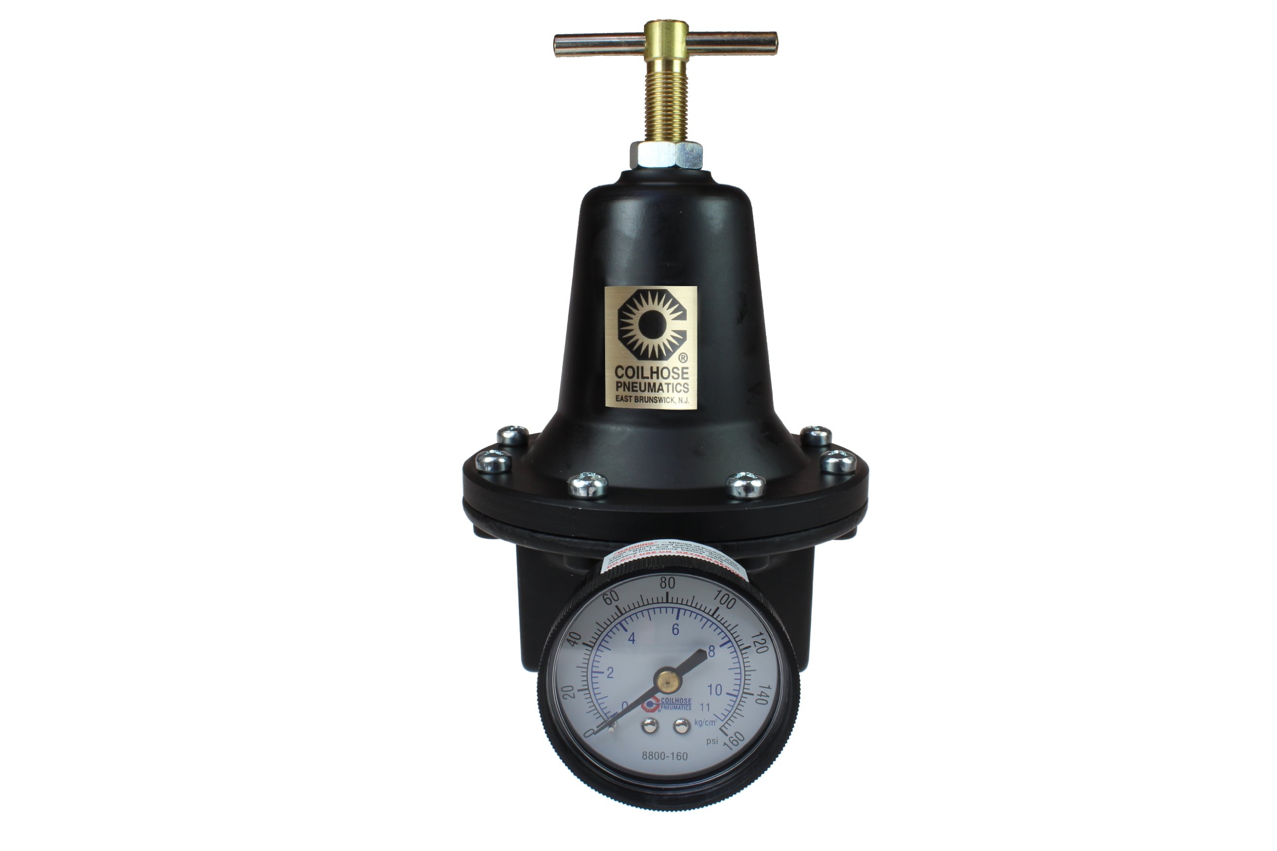 Coilhose Pneumatics 8804GH Heavy Duty Air Pressure Regulator - 1/2-Inch NPT Pipe Size with Gauge (0-200 PSI) & High Pressure Spring for Industrial Pneumatic Systems, Compressors & HVAC Applications