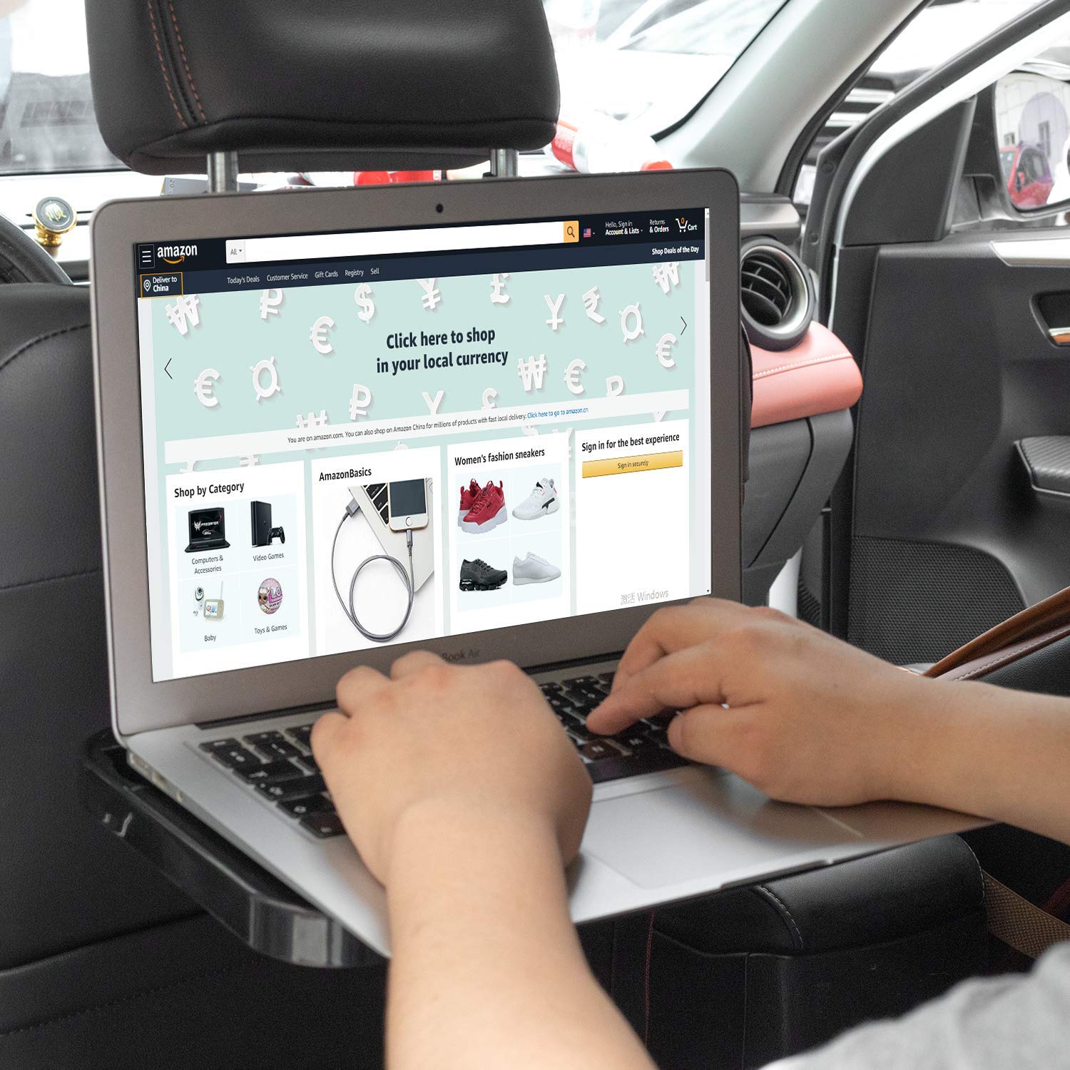 AutoChoice Foldable Car Seat Back Tray - Portable Steering Wheel Tray for Food, Drinks & Laptop (2 Pack) - Perfect for Road Trips, Commuting & In-Car Dining