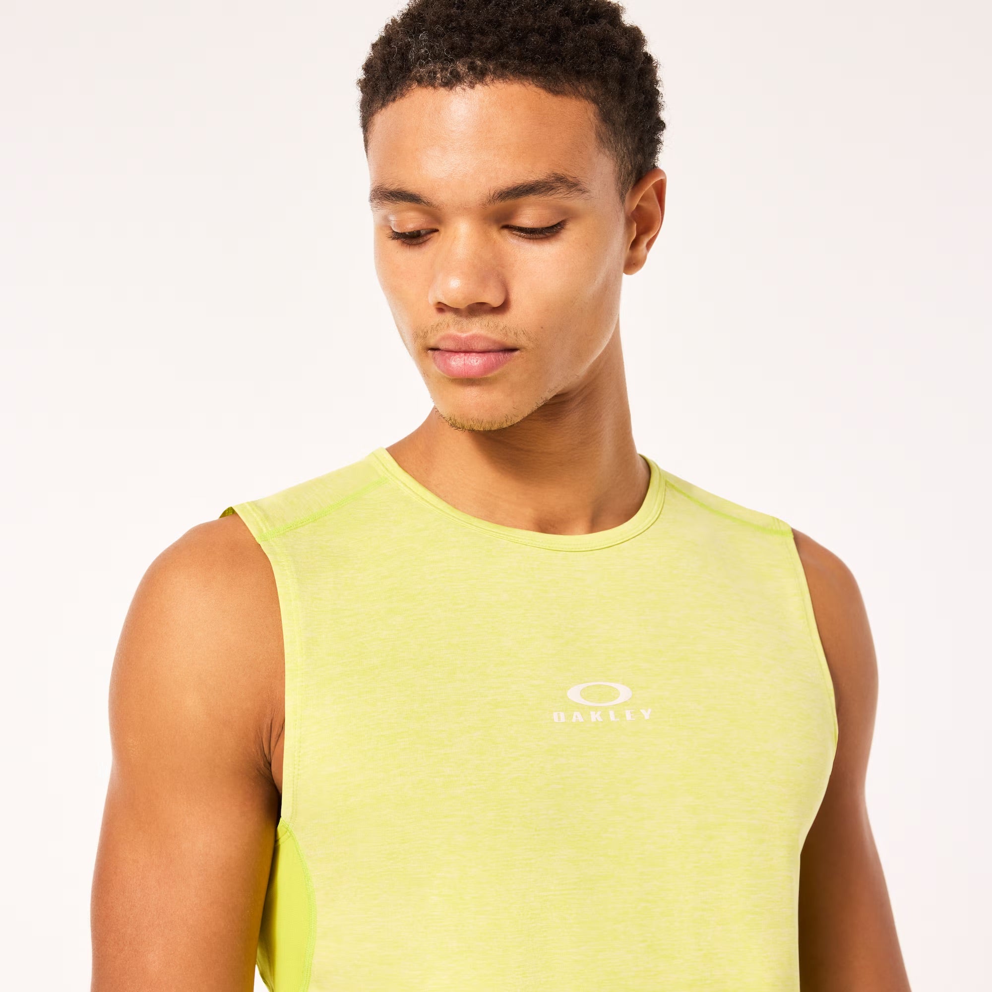 Oakley O Fit RC Sleeveless Tee - Moisture-Wicking Performance Shirt for Men (Sulphur/White Heather) | Gym Workout, Running & Outdoor Activities