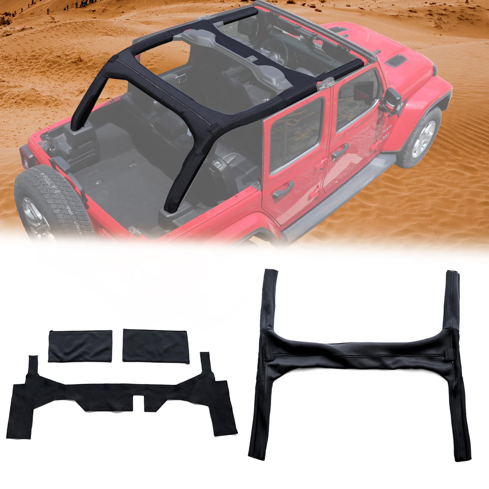 Jeep Wrangler JL Roll Bar Covers 4PCS (2018-2023 4 Door) - Scratch Protection for Roll Cage & Interior, Durable Accessories for Off-Road & Daily Driving
