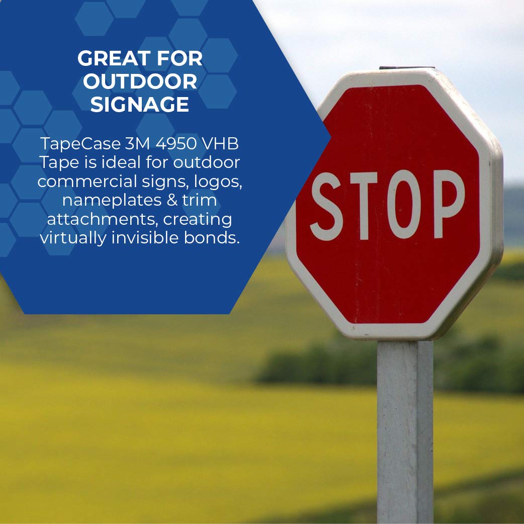 3M VHB 4950 Heavy Duty Mounting Tape - 6 Inch x 15 Feet Permanent Acrylic Foam Adhesive Roll for Strong Bonding | Ideal for Home, Office & Industrial Use - Mount Signs, Mirrors, Panels & More