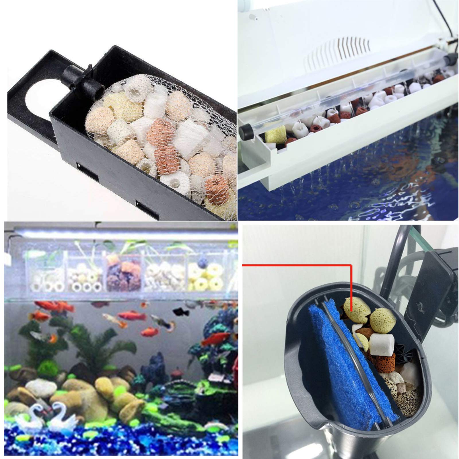 Premium Aquarium Filter Media - Mixed Ceramic Balls & Volcanic Rock Rings for Fish Tank, Pond Water Filtration - Improves Water Quality & pH Balance - Ideal for Freshwater & Saltwater Aquariums, Koi Ponds