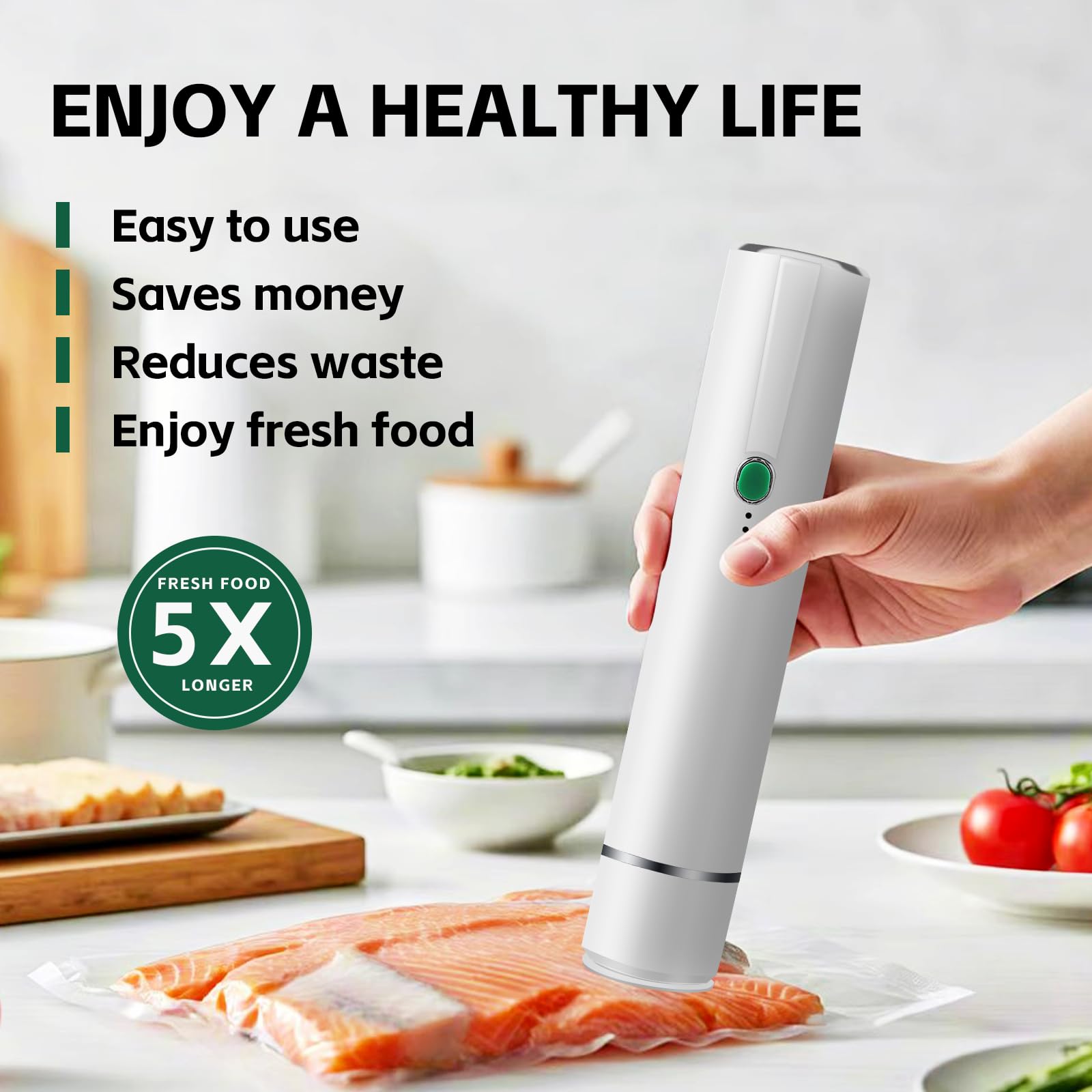 Portable Handheld Vacuum Sealer Machine for Food Preservation | Includes 30 Vacuum Sealed Bags | Ideal for Meal Prep, Sous Vide & Extending Food Freshness