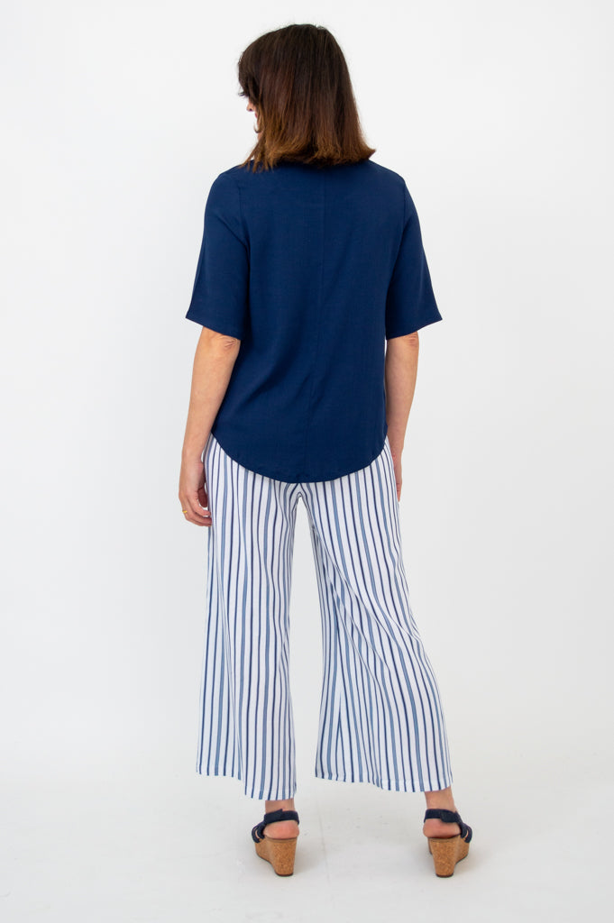 Liza Women's Bamboo V-Neck Top - Soft & Breathable Indigo Blouse for Casual Wear & Summer Outfits | Perfect for Office, Travel & Everyday Comfort