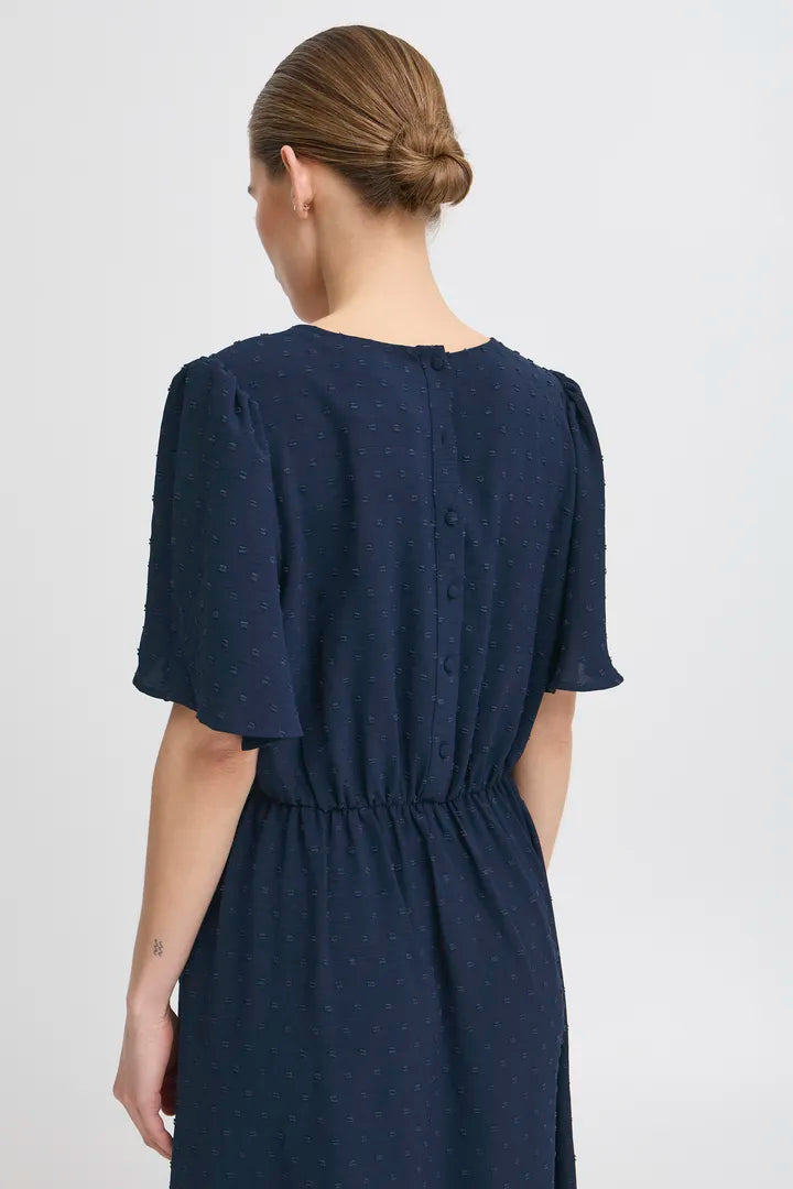 Gabby Midi Dress for Women - Elegant Flowy A-Line Summer Dress with V-Neck & Short Sleeves (Total Eclipse Black) | Perfect for Casual Outings, Beach Vacations & Date Nights