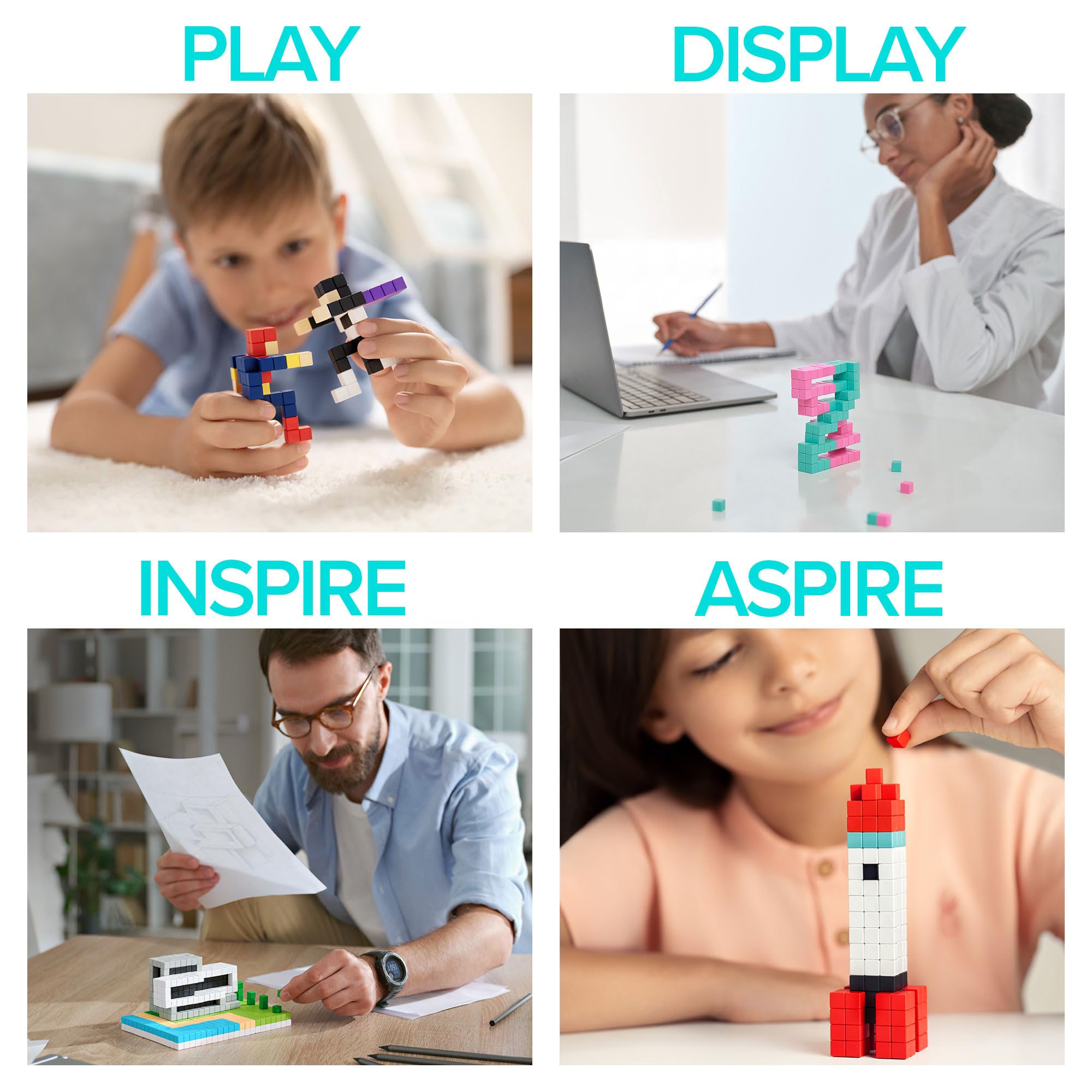PIXIO Coffee - 60pcs Magnetic Building Blocks Toy for Kids Ages 6+ | Pixel Art Style Creative Construction Set with Free App | 5/16