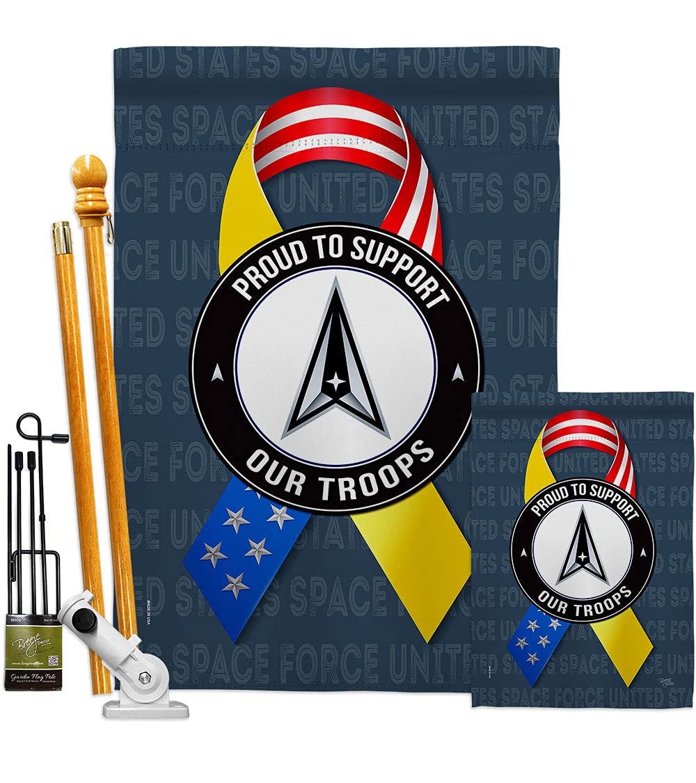 USSF Space Force Garden Flags Kit - Double-Sided 28x40 Inch Military Yard Banner - Made in USA - Patriotic Outdoor Decor for Supporting Troops, Armed Forces & Veterans - Perfect for Memorial Day, Veterans Day & Military Appreciation Events