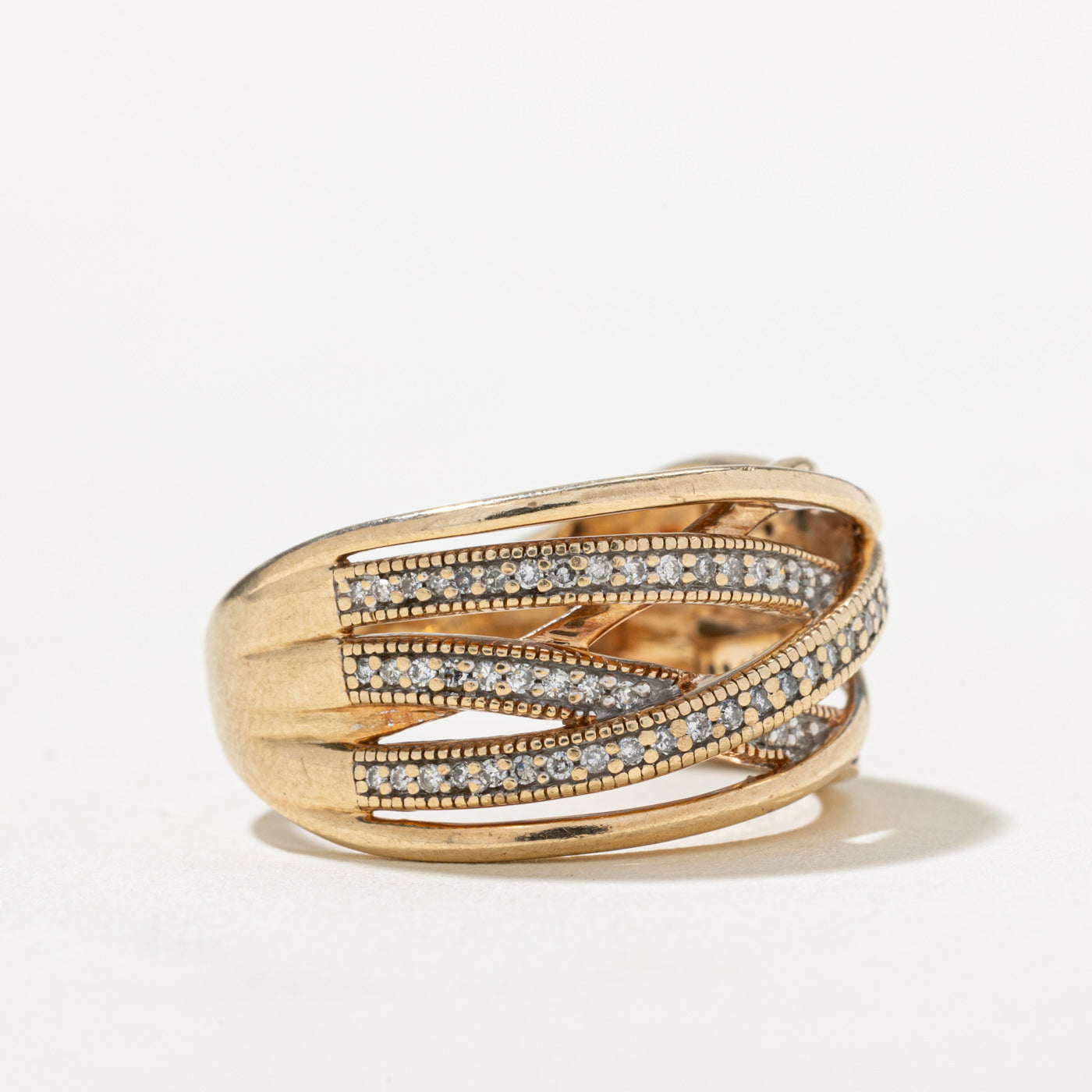 0.25ctw Diamond Multi Cross Over Ring - Size 9 | Elegant Stackable Band for Women | Perfect for Weddings, Anniversaries & Everyday Wear