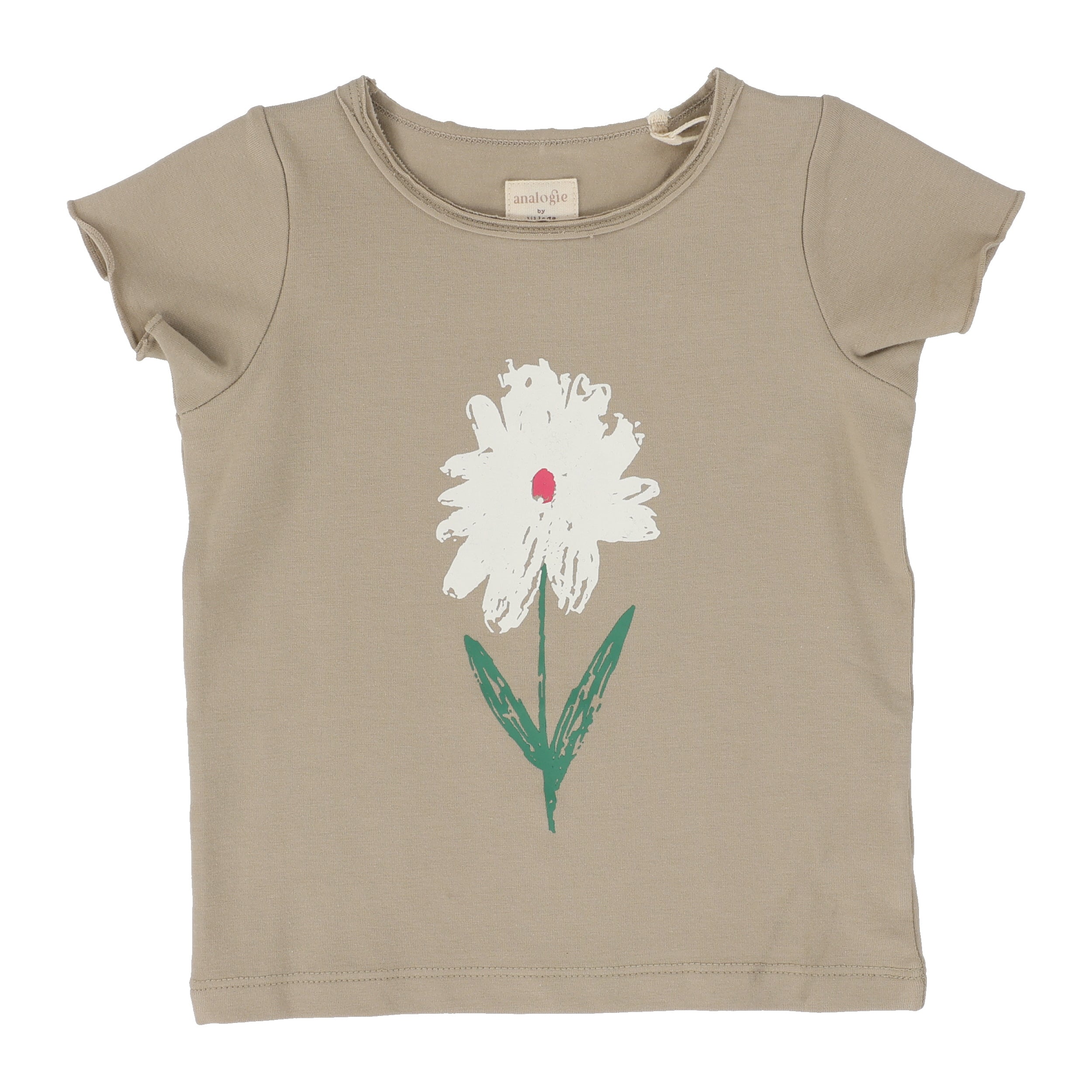 Lil Leggs Women's Floral Print Short Sleeve T-Shirt - Soft Taupe V-Neck Casual Top for Summer Outfits, Date Nights & Weekend Wear