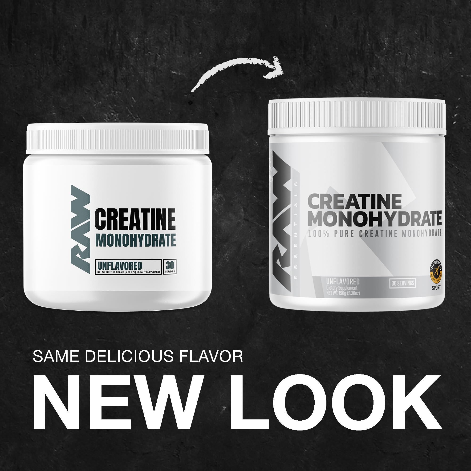 RAW Nutrition Creatine Monohydrate Powder - Unflavored Micronized Creatine Supplement (30 Servings) | Supports Muscle Growth, Strength & Workout Performance for Men & Women | Ideal for Pre/Post Workout & Athletic Training