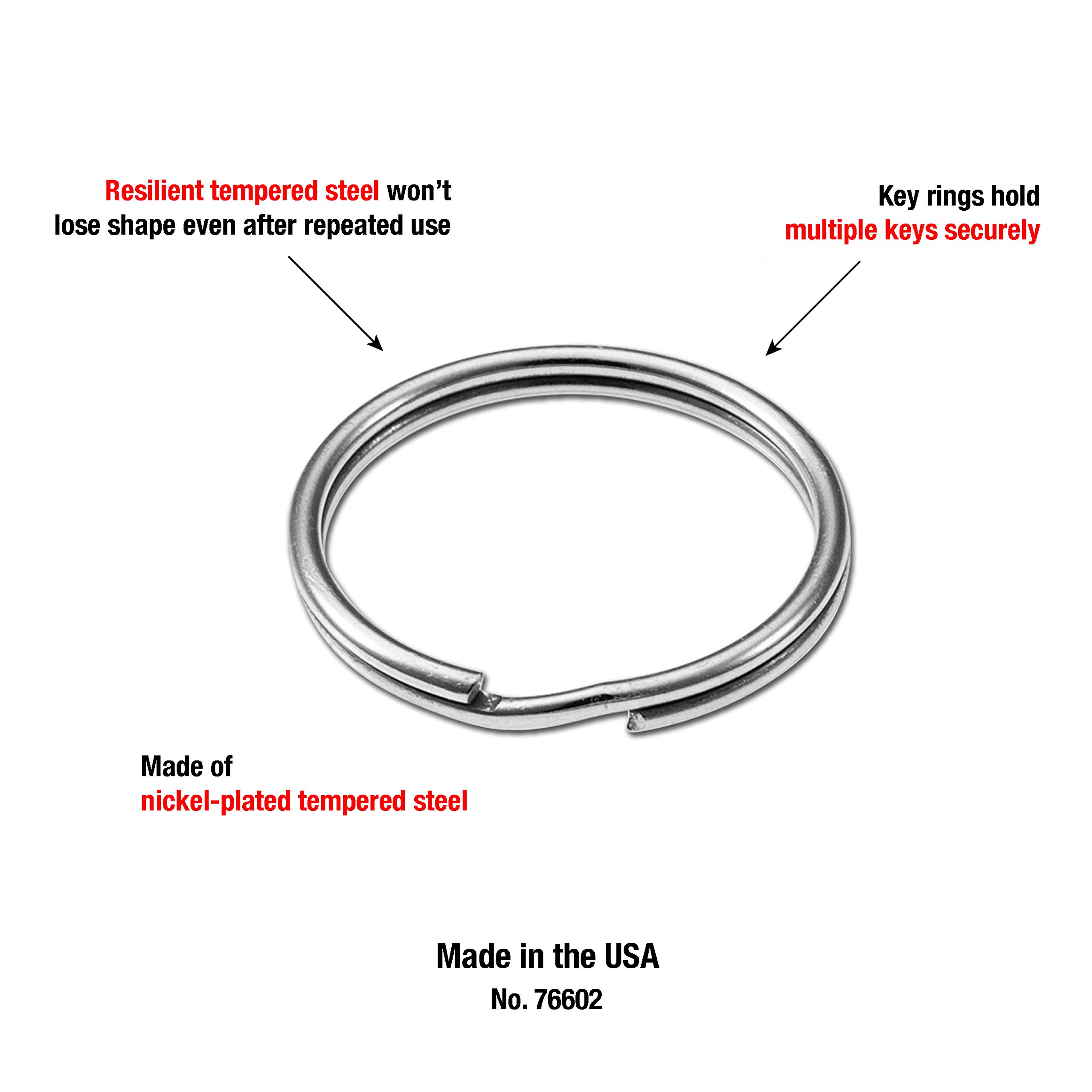 Heavy Duty Nickel-Plated Key Ring for Cars & Crafts - 2 Pack