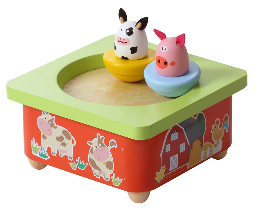 Farm Music Box - Handcrafted Wooden with Metal Frame - Perfect for Home Decor, Wedding Gifts & Nursery Room Ambiance