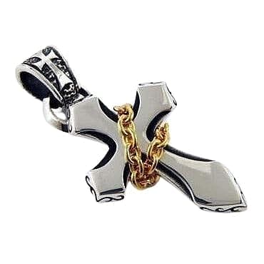 Gothic Cross Pendant for Men - 925 Sterling Silver with Gold Chain | Religious Jewelry, Gothic Style Necklace for Everyday Wear & Special Occasions