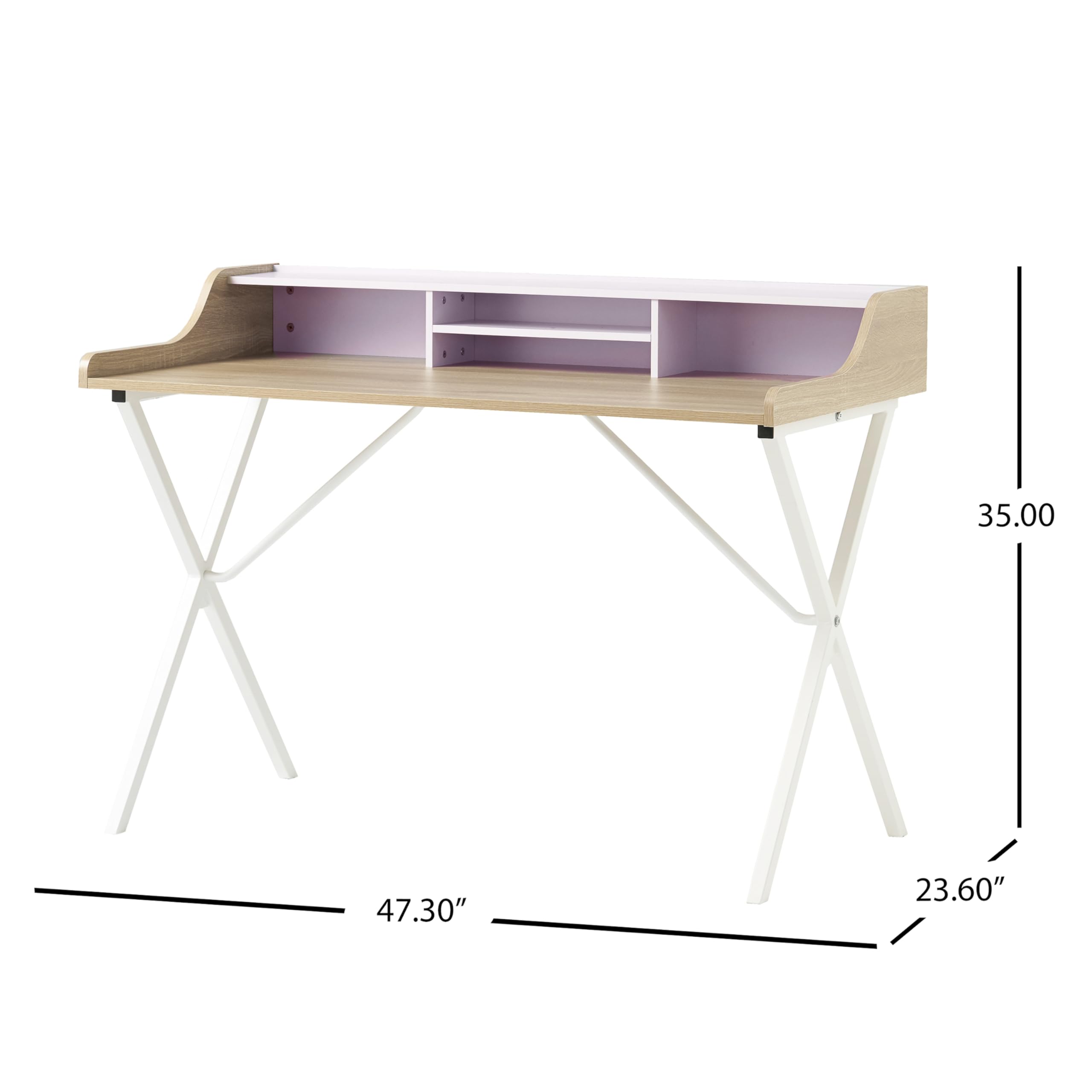 Christopher Knight Home Aalto Computer Desk - Modern Oak & White Melamine Writing Desk for Home Office, Gaming, or Study Room Workspace
