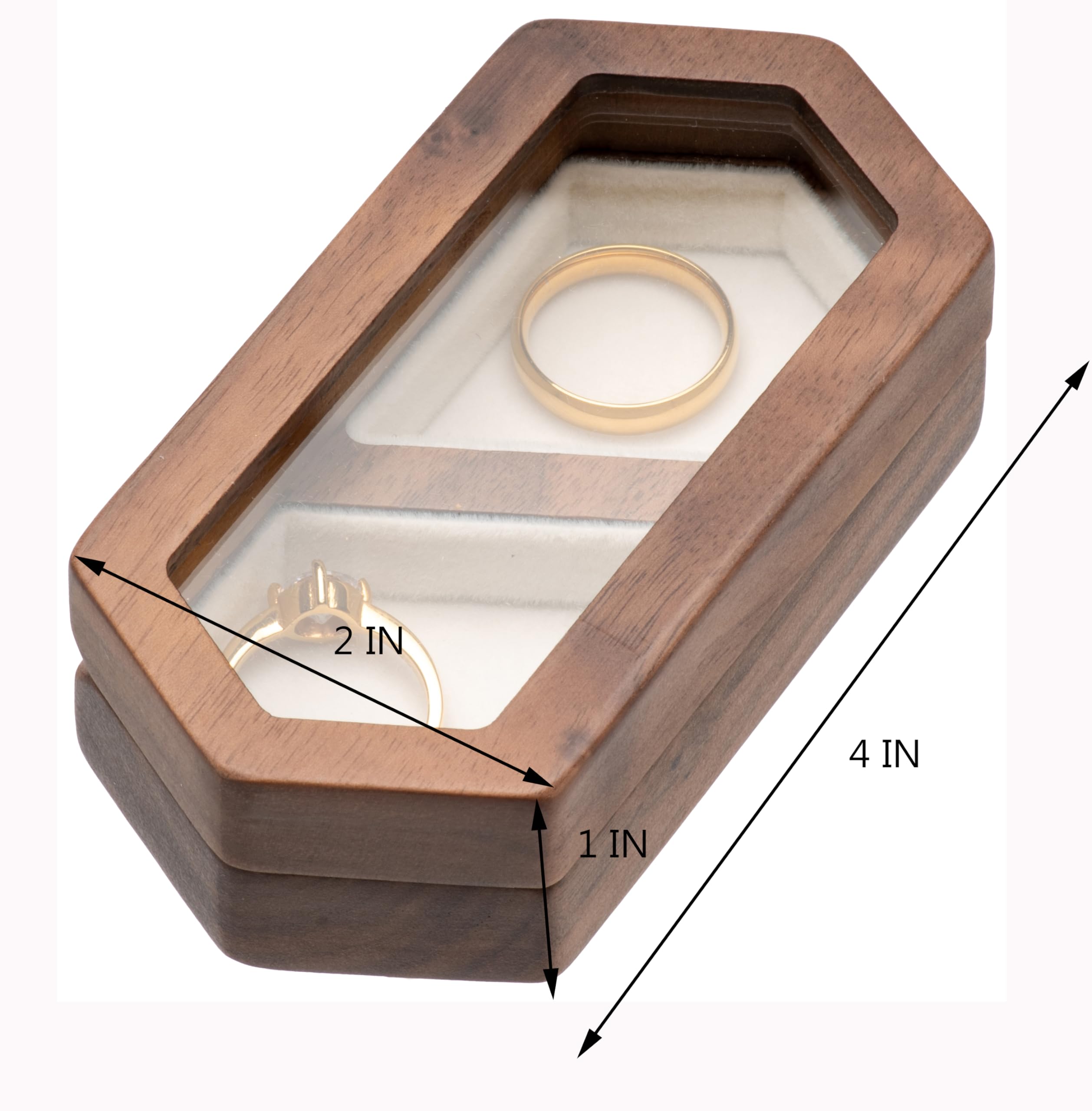 Engagement Wooden Ring Box for 2 Rings - Portable Wedding Ring Holder for Proposal & Ceremony - Perfect for Wedding, Vow Renewal & Anniversary Gifts