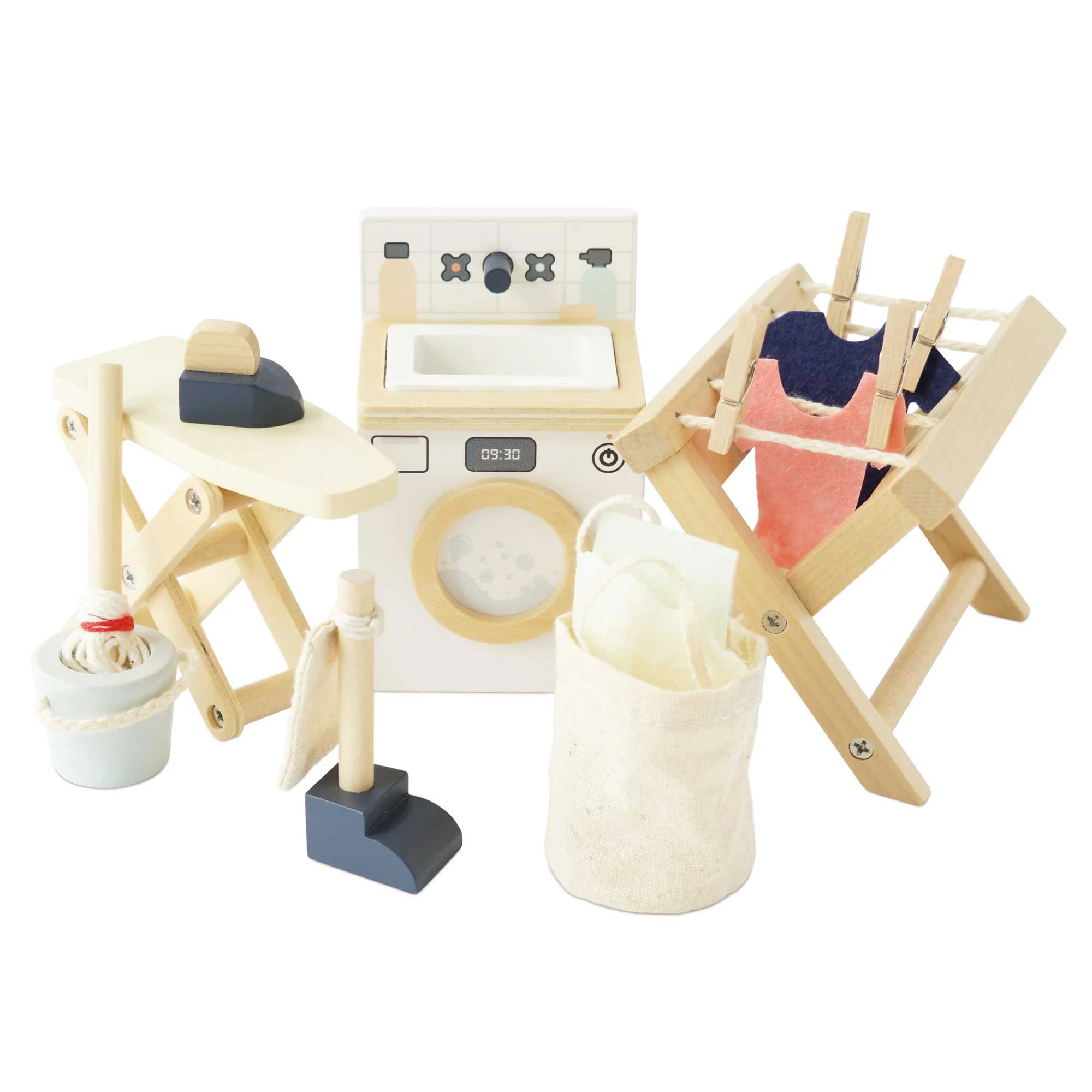 Premium Wooden Laundry Set - Natural Wood Clothes Hangers & Folding Board - Perfect for Organizing Closets, Laundry Rooms & Small Spaces