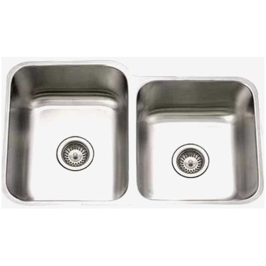 Houzer Eston Series 31 16 Gauge 60/40 Double Bowl Offset Stainless Steel Kitchen Sink - Undermount Design for Modern Kitchens, Perfect for Food Prep & Dishwashing