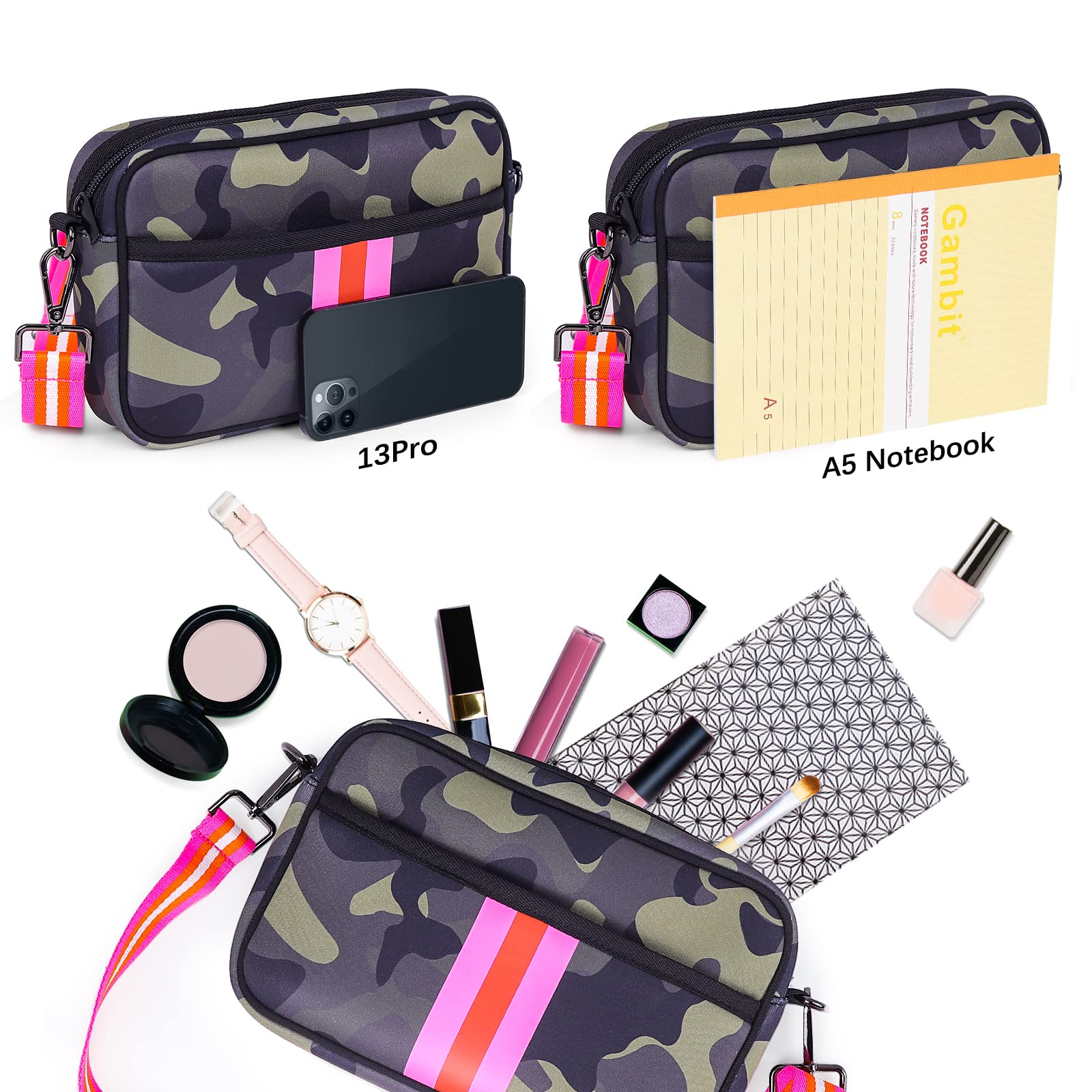 Neoprene Crossbody Bag for Women - Stylish Messenger Tote for Travel & Daily Use
