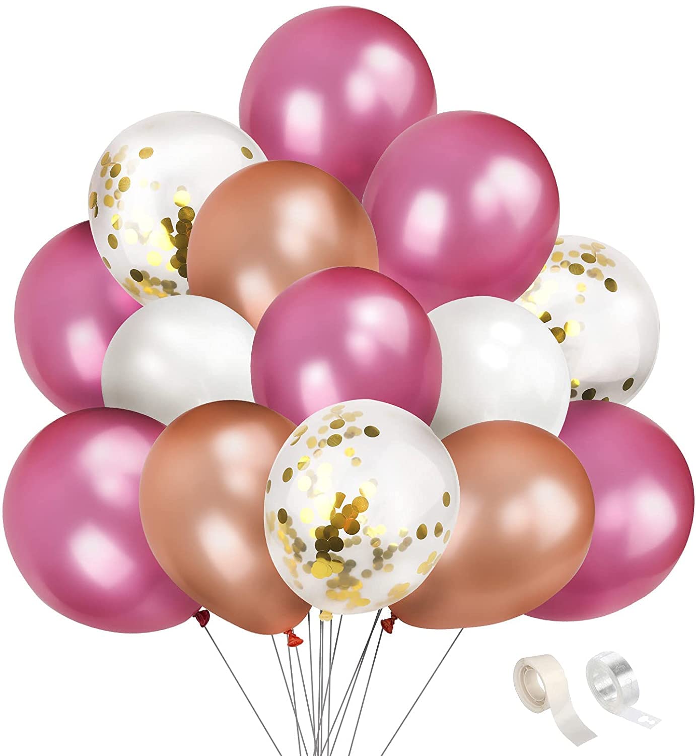 Rose Red Balloons Garland Arch Kit - Rose Gold & White Helium Balloons with Gold Confetti for Wedding, Birthday, Baby Shower, Anniversary & Graduation Party Decorations - Perfect for Indoor/Outdoor Celebrations and Photo Backdrops