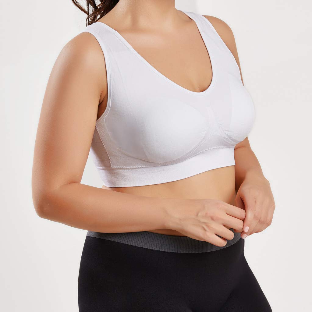 Plus Size Women's Sports Bras - Ultra-Thin Full Coverage Yoga Bra for Fitness & Workouts - Breathable Comfort in Pure White (XXXXL) - Perfect for Gym, Running, and High-Intensity Training