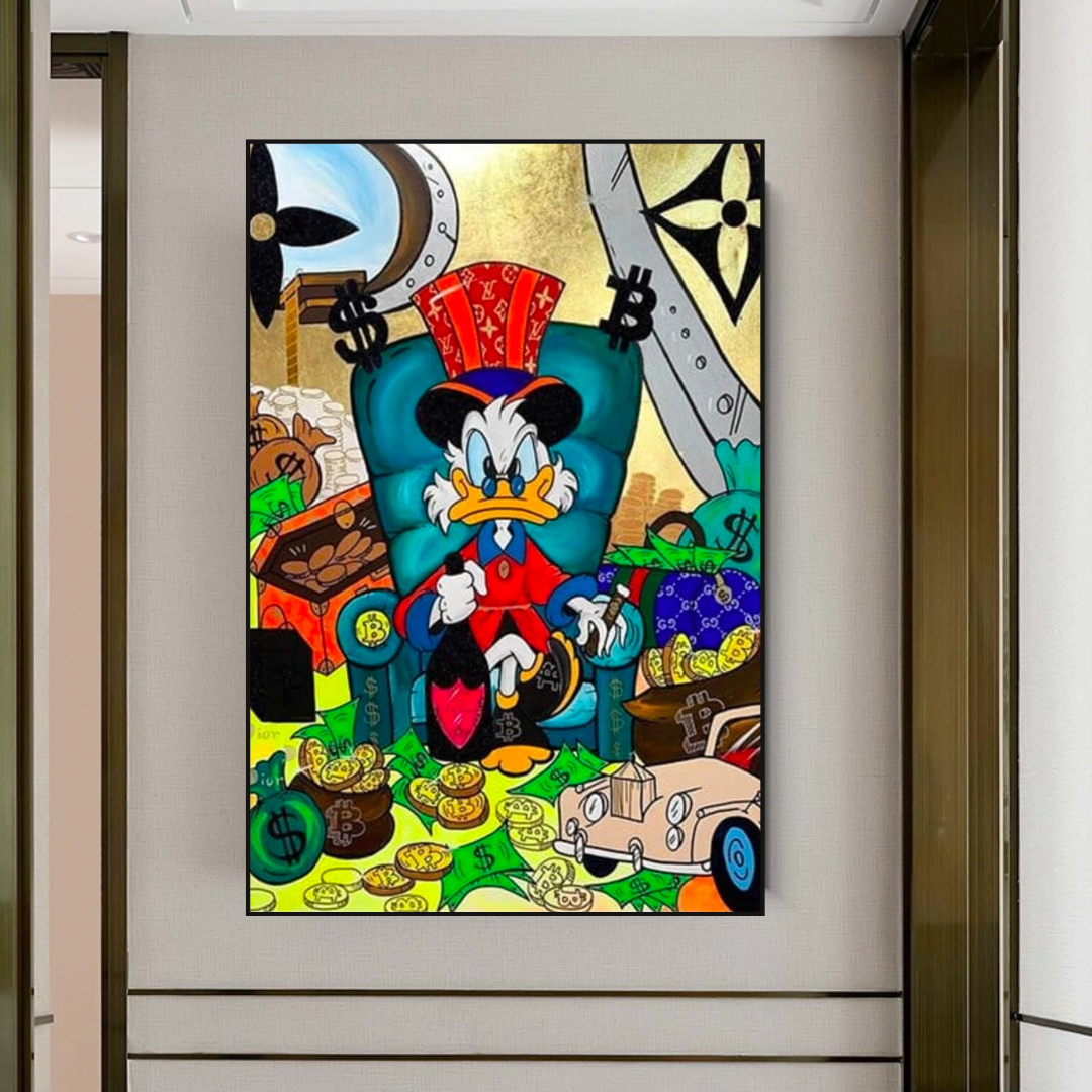 Uncle Scrooge Canvas Wall Art - Premium Disney Duck Family Decor for Living Room, Bedroom & Office | Waterproof Gallery-Wrapped Painting