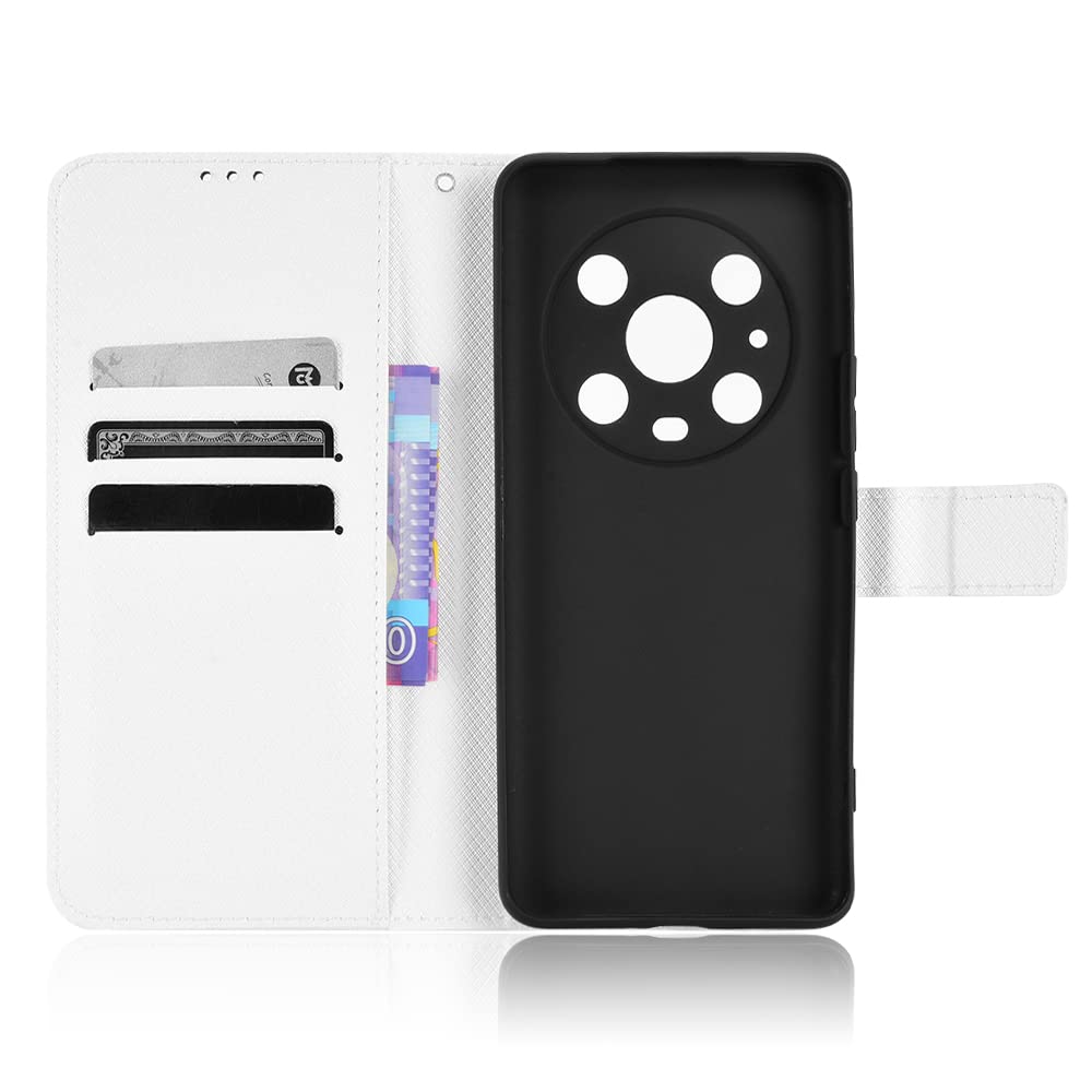 Premium PU Leather Flip Cover Case for Honor Magic 4 Pro LGE-AN10 - Slim Protective Phone Case with Card Slots (White) | Perfect for Business & Travel Use