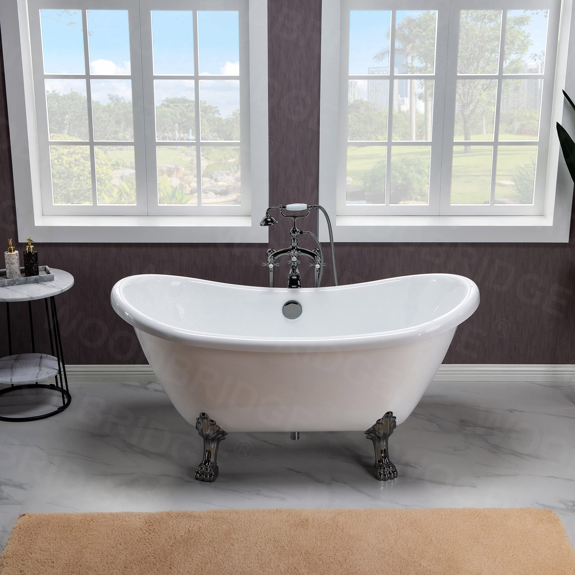 WOODBRIDGE BTA1540-ORB Freestanding Bathtub with Feet & Drain in Oil Rubbed Bronze - Perfect for Modern Bathroom & Spa Retreat
