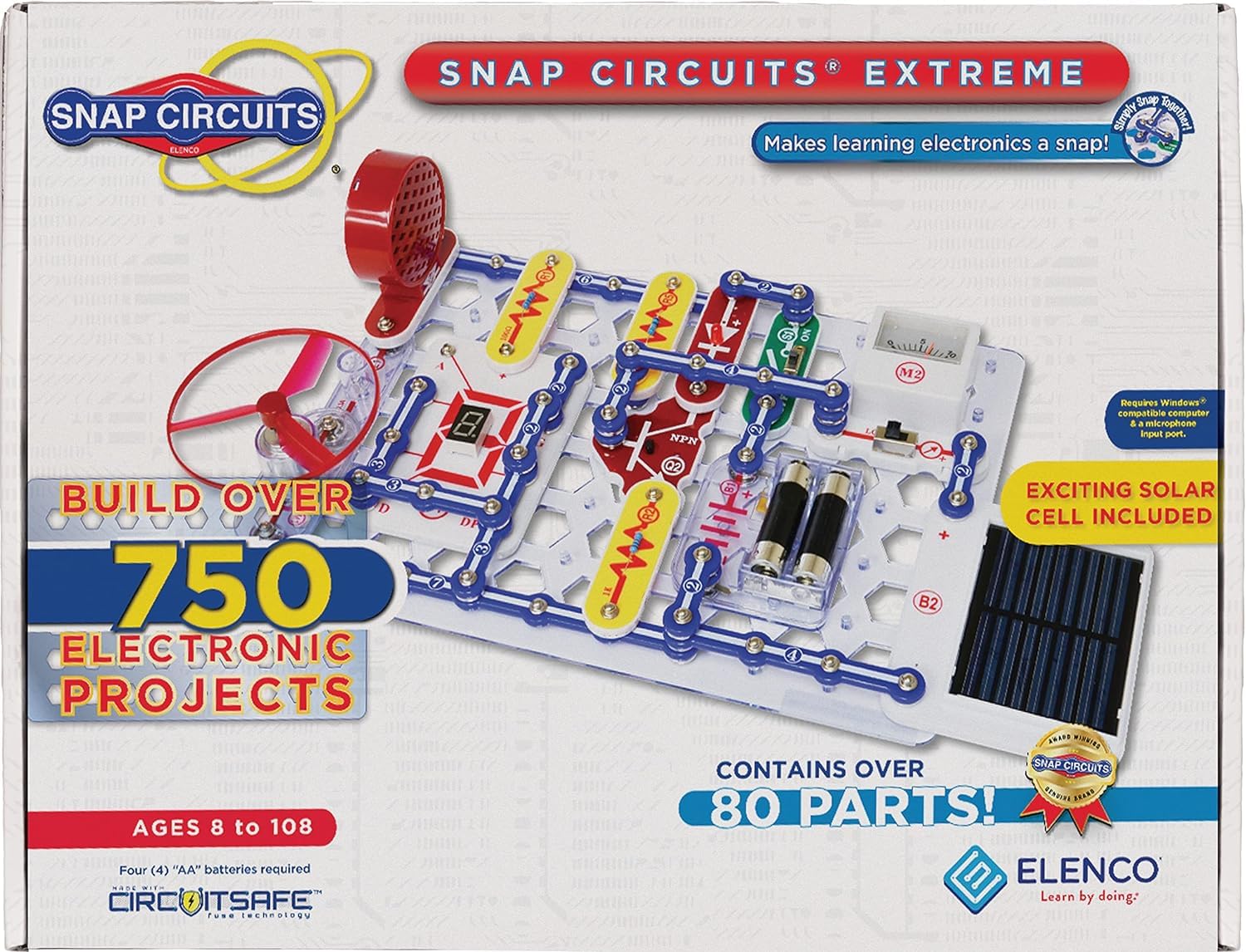 Snap Circuits Extreme SC-750 Electronics Exploration Kit - 750+ STEM Projects with Full Color Manual, 80+ Parts for Kids Ages 8+ | Learn Circuits, Science & Engineering for School & Home Experiments