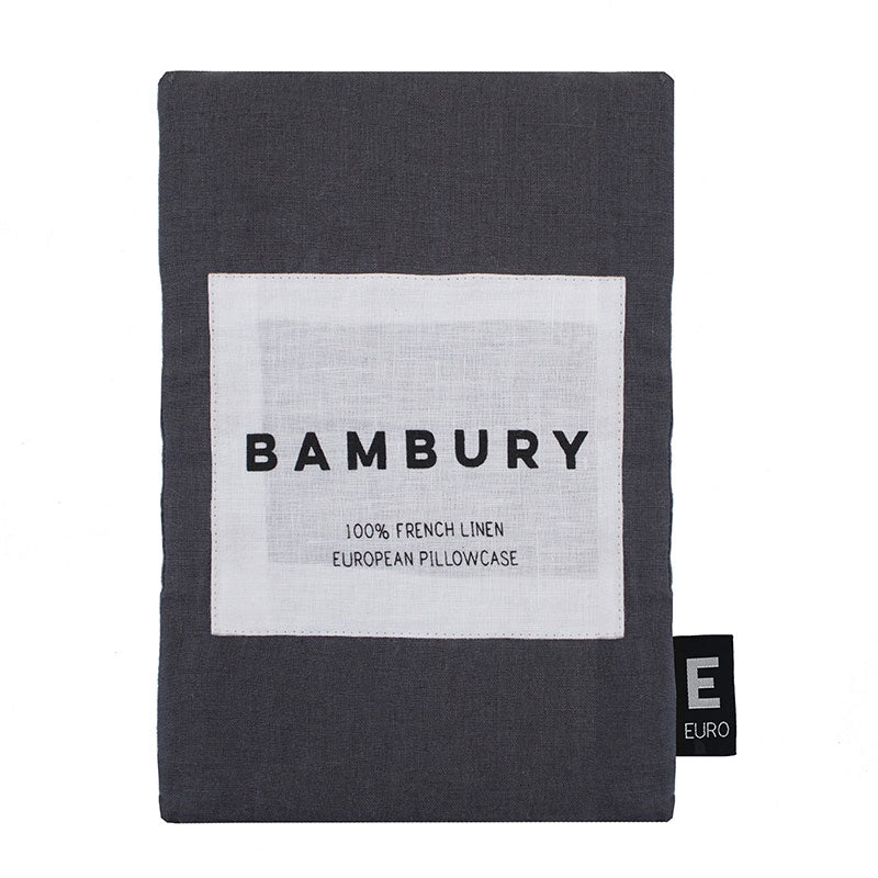 Premium 100% Linen Charcoal Gray European Pillowcase - Breathable & Hypoallergenic for Bedroom, Hotel, or Airbnb Use