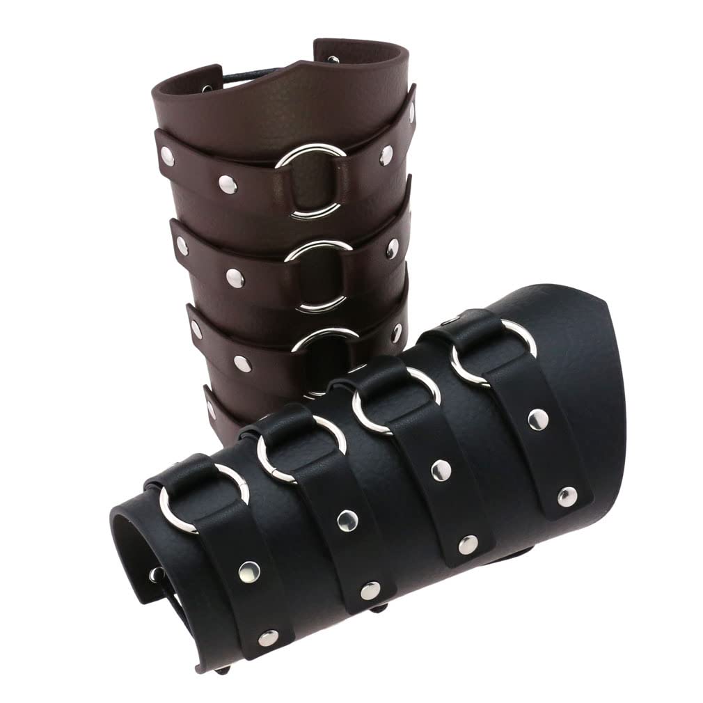 Unisex Leather Gauntlet Wristband - Punk Style Wide Wrap Bracer Armor Cuff for Men & Women - Perfect for Cosplay, Renaissance Fairs, and Gothic Fashion