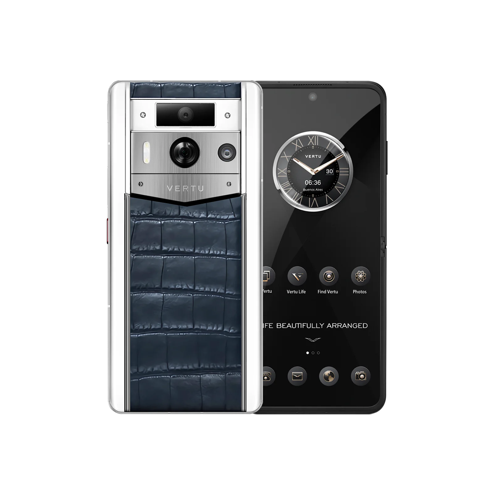 METAVERTU 2 White Alligator Skin Web3 AI Smartphone - Amber (Silver Case) | Luxury Crypto Phone for Business & Digital Nomads