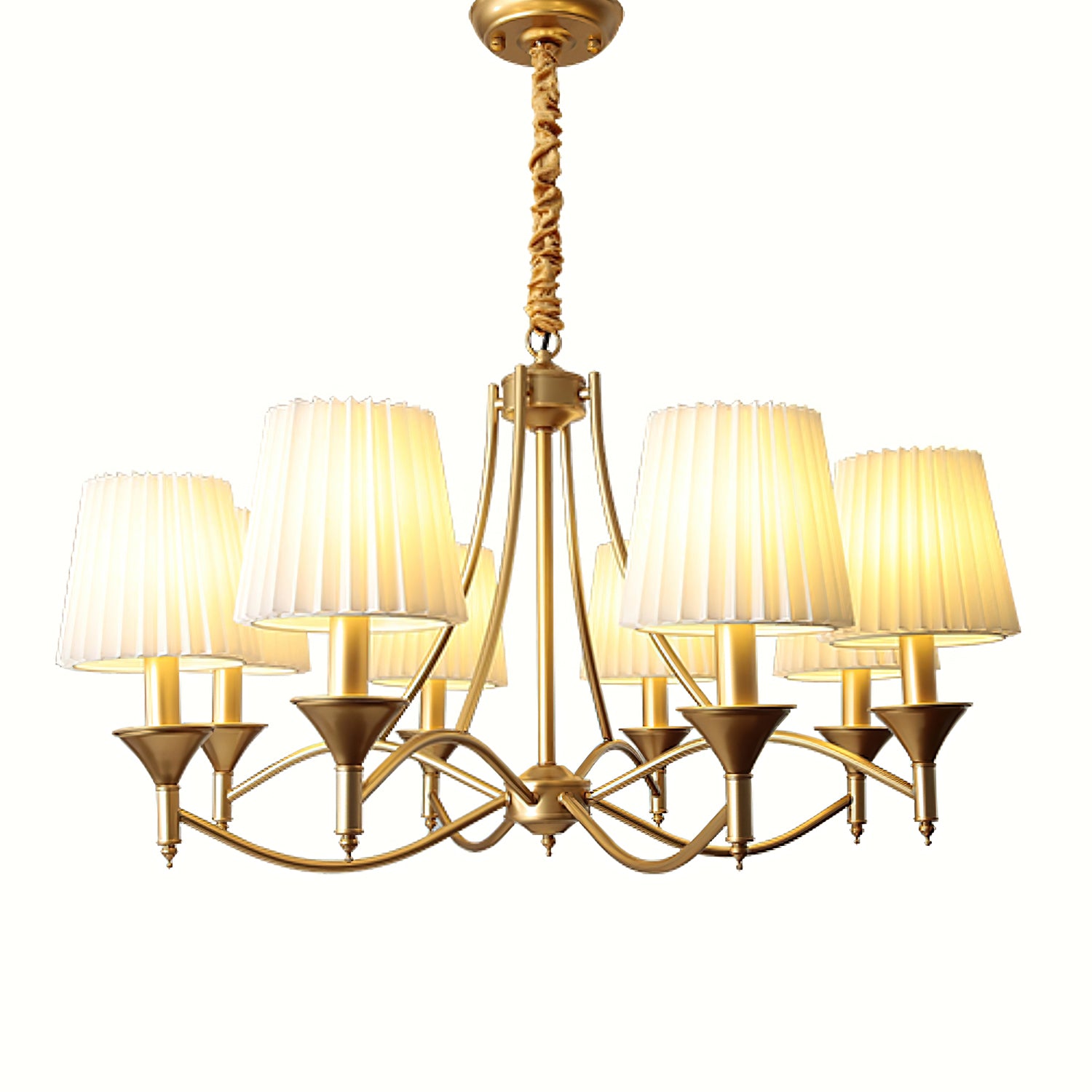 Myrna Pleated Chandelier - Elegant Crystal Ceiling Light Fixture for Dining Room, Bedroom & Living Room Decor | Dimmable Modern Lighting for Home Interior Design