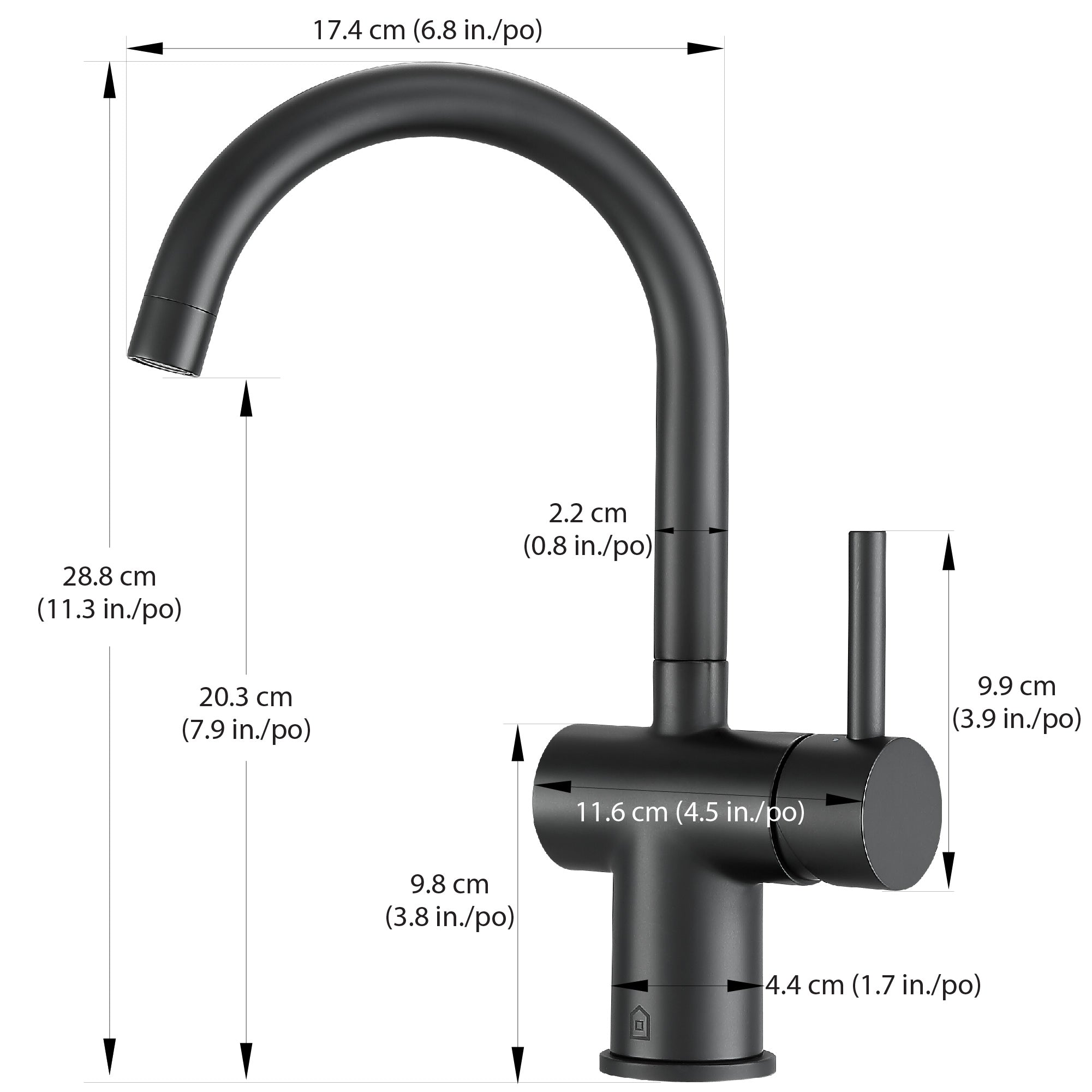 Ancona Aria Single Handle Matte Black Bathroom Faucet - Modern Waterfall Spout for Sink Vanity, Powder Room & Guest Bath Installation