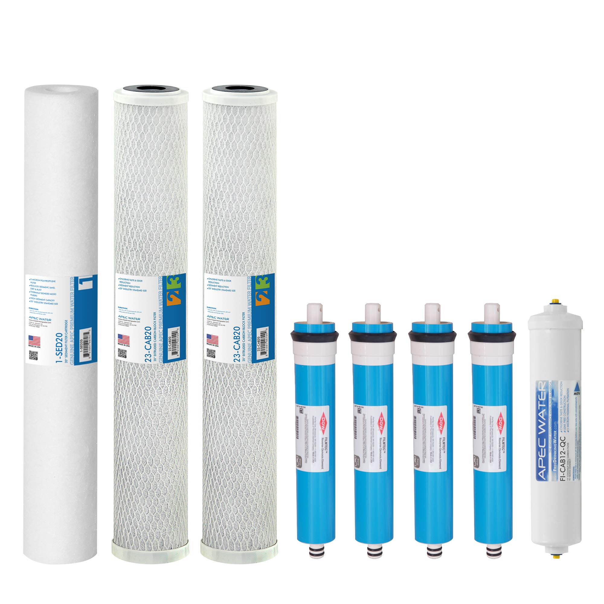 APEC Water Systems FILTER-MAX-LITE360 Commercial Grade 360 GPD Reverse Osmosis Replacement Filter Set - Made in USA - for Light Commercial RO Water Filtration Systems - Perfect for Restaurants, Offices, and Small Businesses