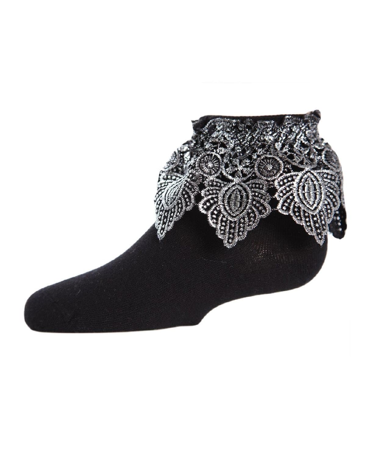 MeMoi Metallic Leaf Girls Cotton Blend Anklet Socks - Cute & Comfortable Socks for School, Play & Everyday Wear