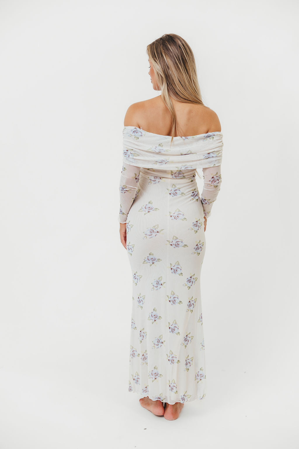 Chrishell Women's Off Shoulder Long Maxi Dress in Cream - Elegant Summer Beach Wedding Party Dress