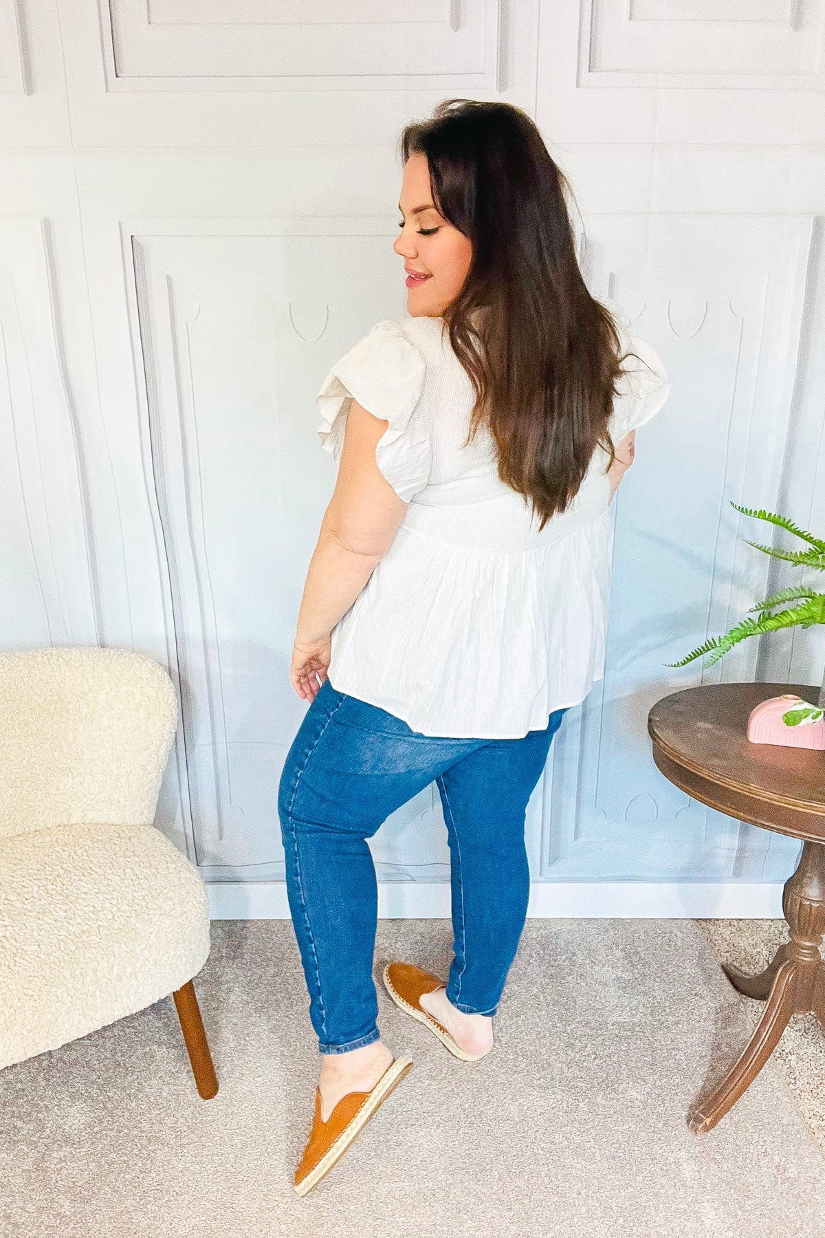 Haptics Weekend Ready Taupe Embroidered Notched Neck Babydoll Top - Women's Casual Boho Blouse for Brunch, Date Night & Summer Outings