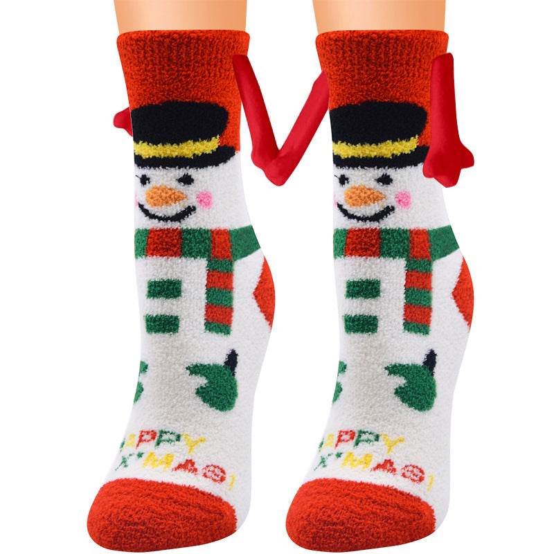 Hand In Hand Magnetic Christmas Socks - Festive Holiday Socks for Couples & Families - Perfect for Christmas Gifts, Stocking Stuffers & Winter Home Decor
