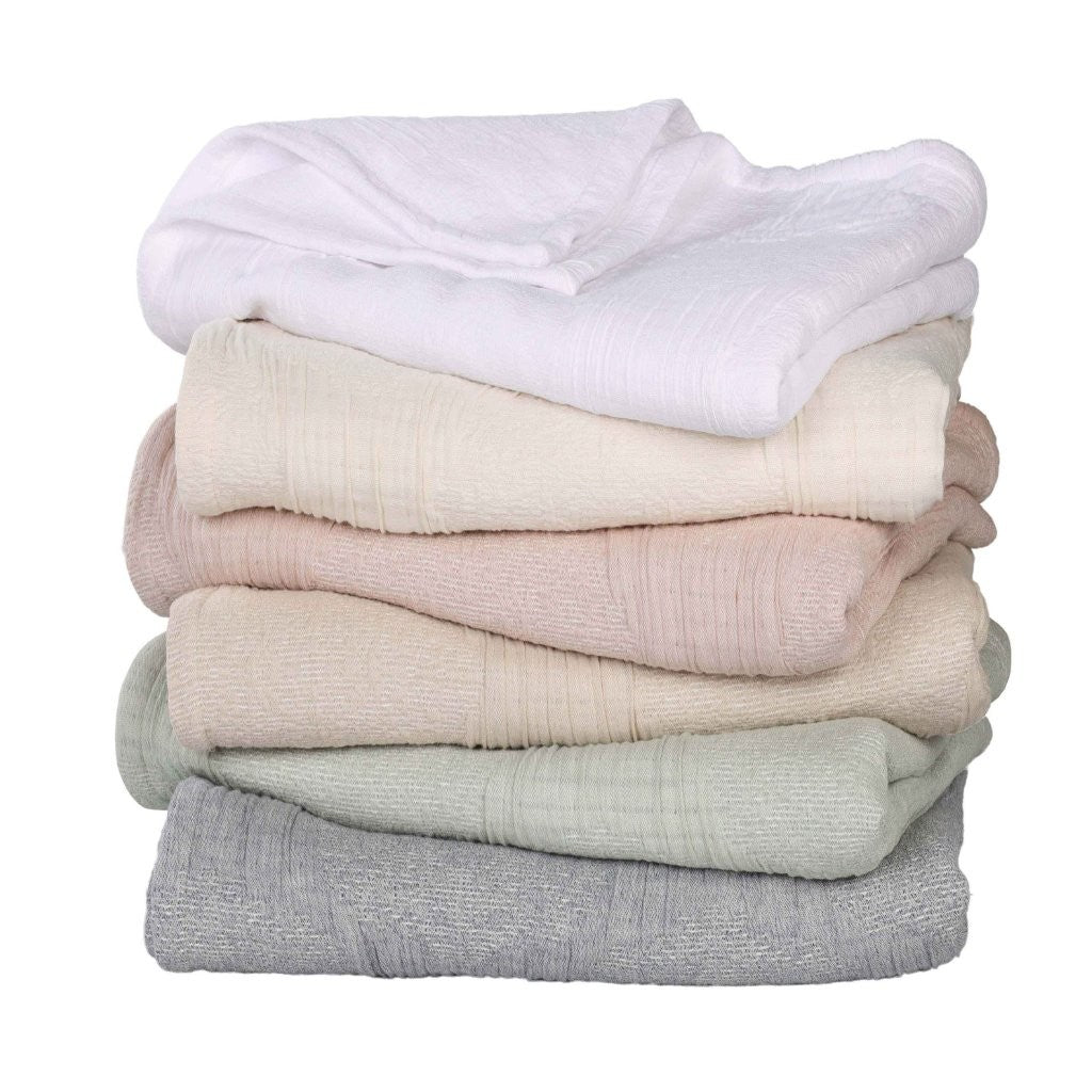 Tanta Cotton Medium Weight Crinkle Woven Coverlet - Soft & Breathable Bedspread for All Seasons | Perfect for Bedroom Decor, Guest Rooms & Cozy Home Styling