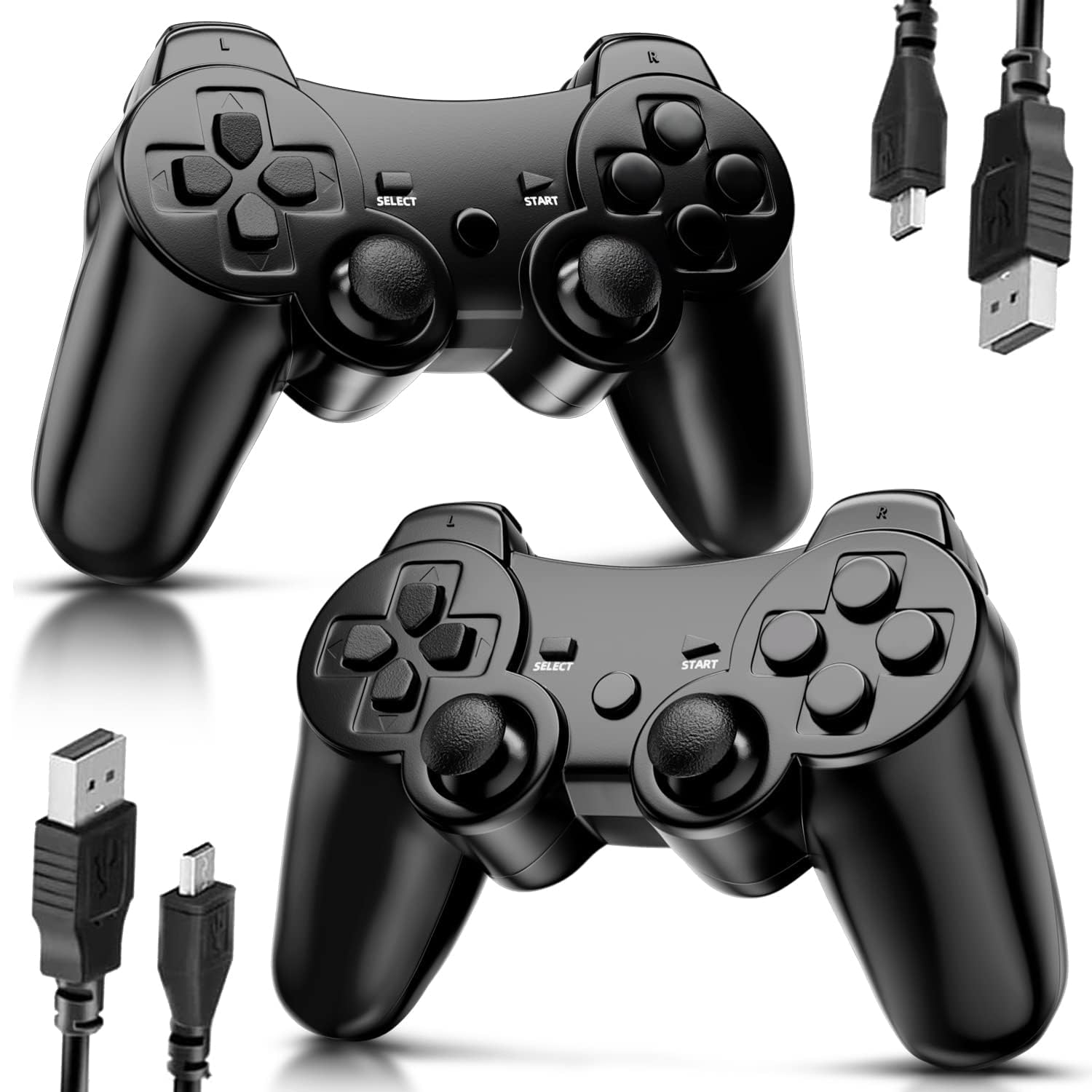 2 Pack CHENGDAO Wireless PS3 Controller for PlayStation 3 - High Performance Gamepad with Dual Shock Vibration & Motion Sensing (Black) | Perfect for Gaming, Streaming & Multiplayer Sessions