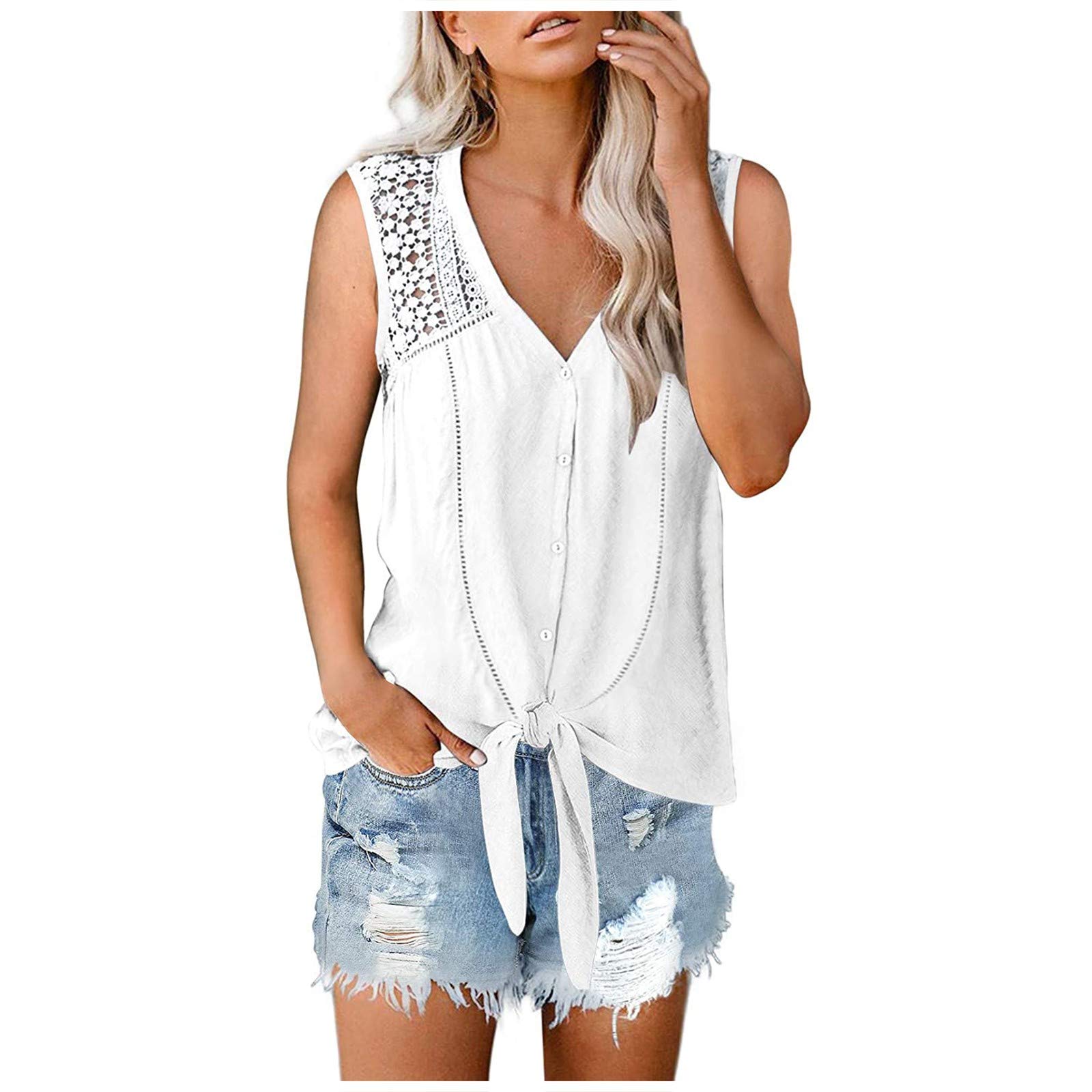 Elegant Women's Sleeveless Lace Trim Camisole Top - Breathable Summer Blouse for Casual Wear, Date Night & Office Outfits