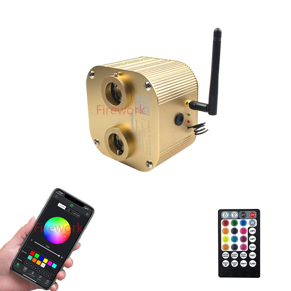20W Twinkle Dual Port Fiber Optic Light Engine with Bluetooth APP & Remote Control - Perfect for Car Starlight Headliner & Home Decoration (Fiber Optic Cable Not Included)