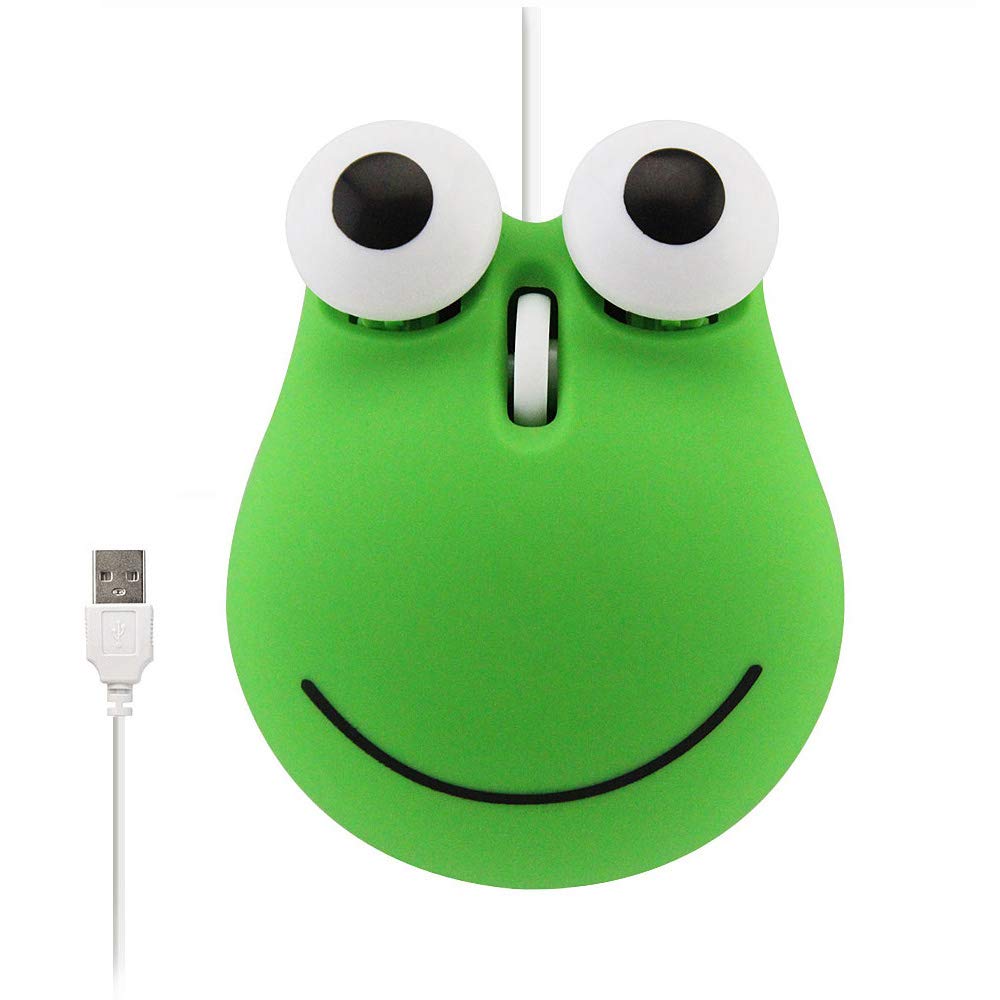 Wired USB Frog Shaped Optical Mouse - 1600 DPI Cute Animal Computer Mouse with 3.94ft Cord, Portable Mini Travel Mouse for Laptop & Desktop, Green - Perfect for Office, Home & Gaming Use
