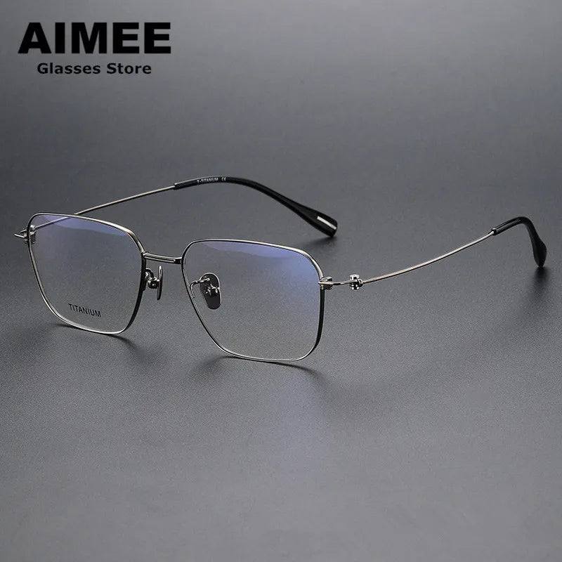 Aimee Unisex Full Rim Square Polygon Titanium Eyeglasses 80914 | Lightweight Durable Frame for Men & Women | Perfect for Reading, Working & Fashion Accessories