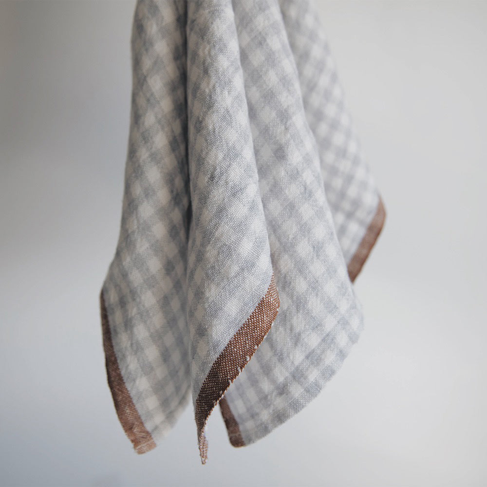 Premium Gingham Linen Dish Towels - Set of 2, Dusty Blue - Absorbent & Quick-Drying Kitchen Towels for Dishes, Glassware & Countertops - Perfect for Farmhouse, Rustic & Modern Kitchens