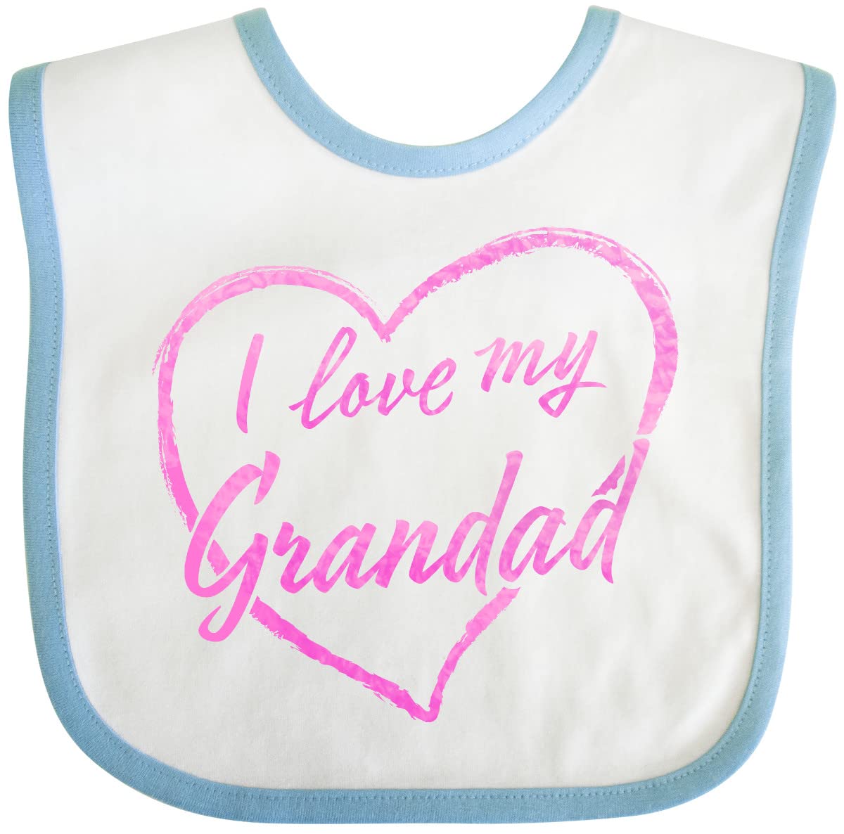 Inktastic I Love My Grandad Baby Bib - Pink Chalk Heart Design - Soft & Absorbent for Infants - Perfect for Grandparents Day, Family Photos & Special Occasions